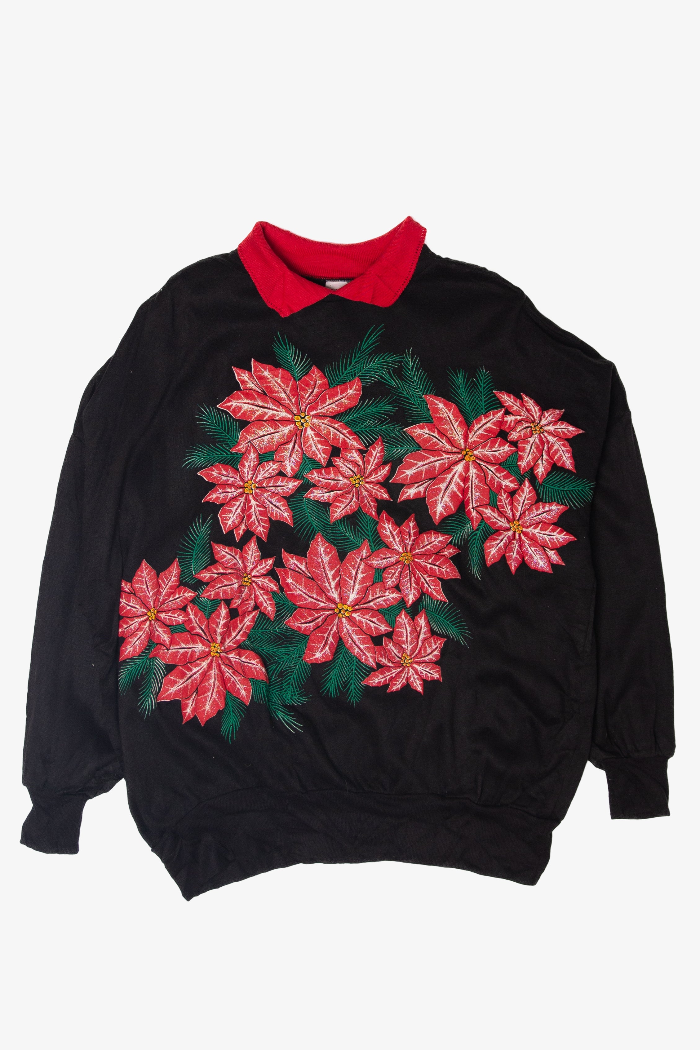 Vintage Poinsettias Ugly Christmas Sweater (1990s)