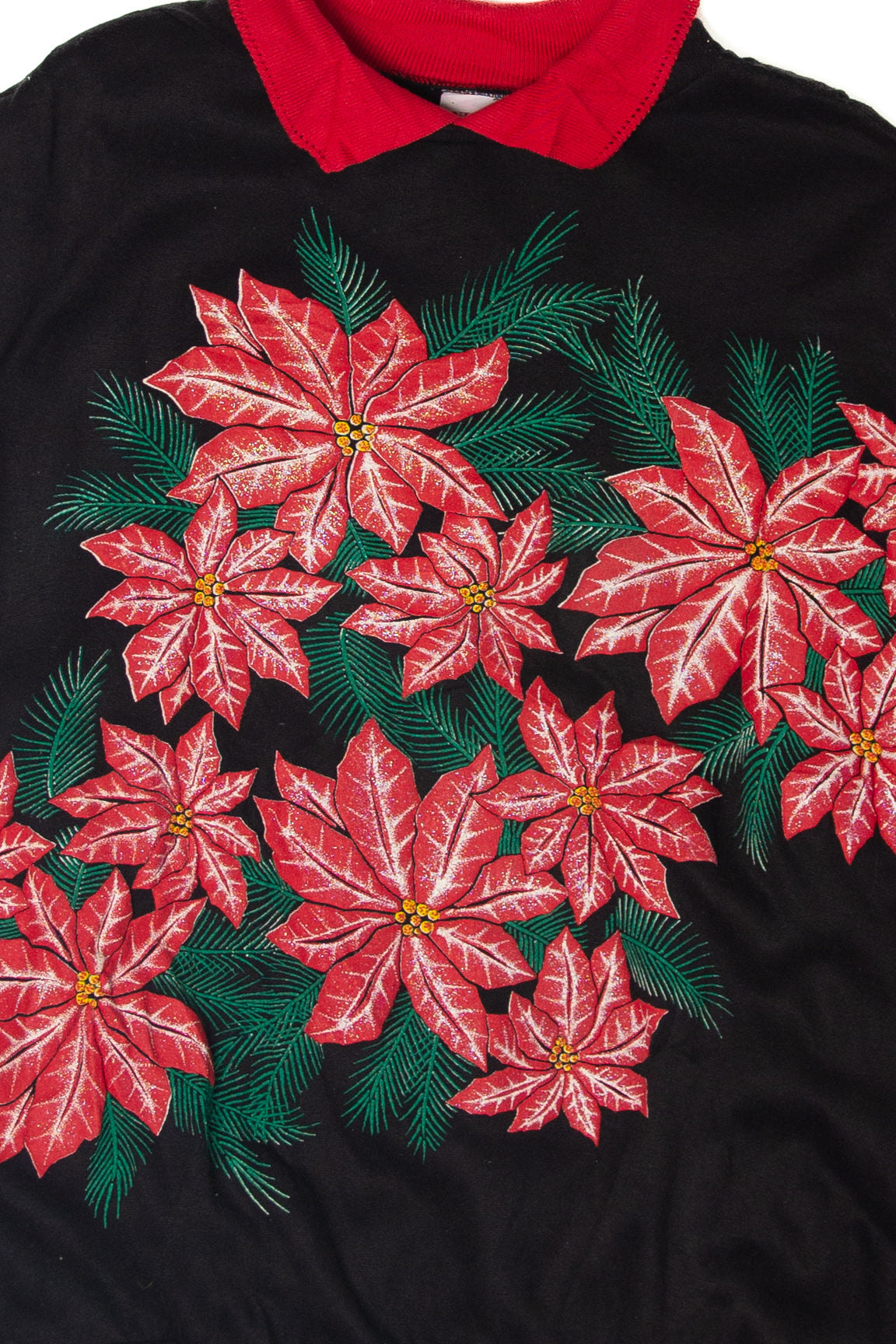 Vintage Poinsettias Ugly Christmas Sweater (1990s)
