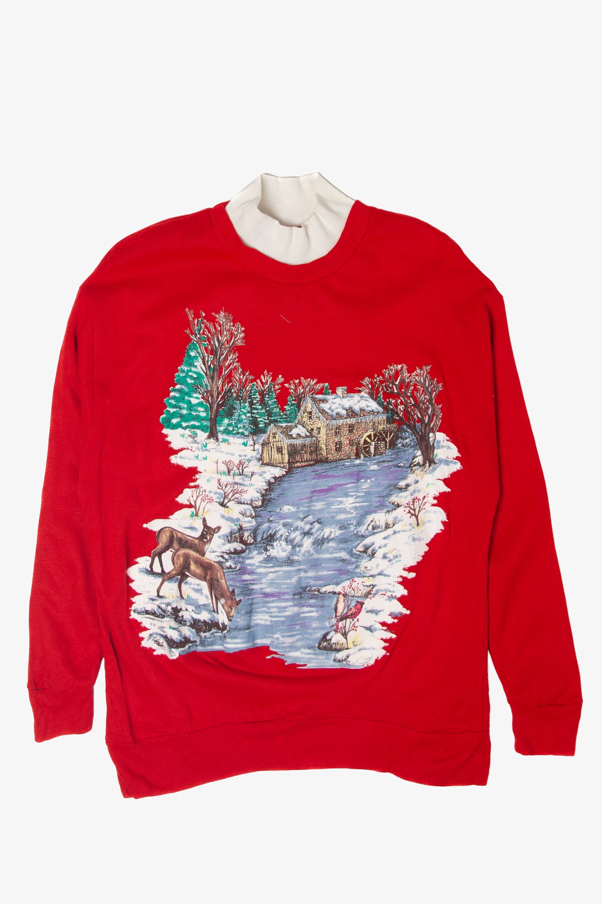 Vintage Winter Scene Ugly Christmas Sweater (1990s)