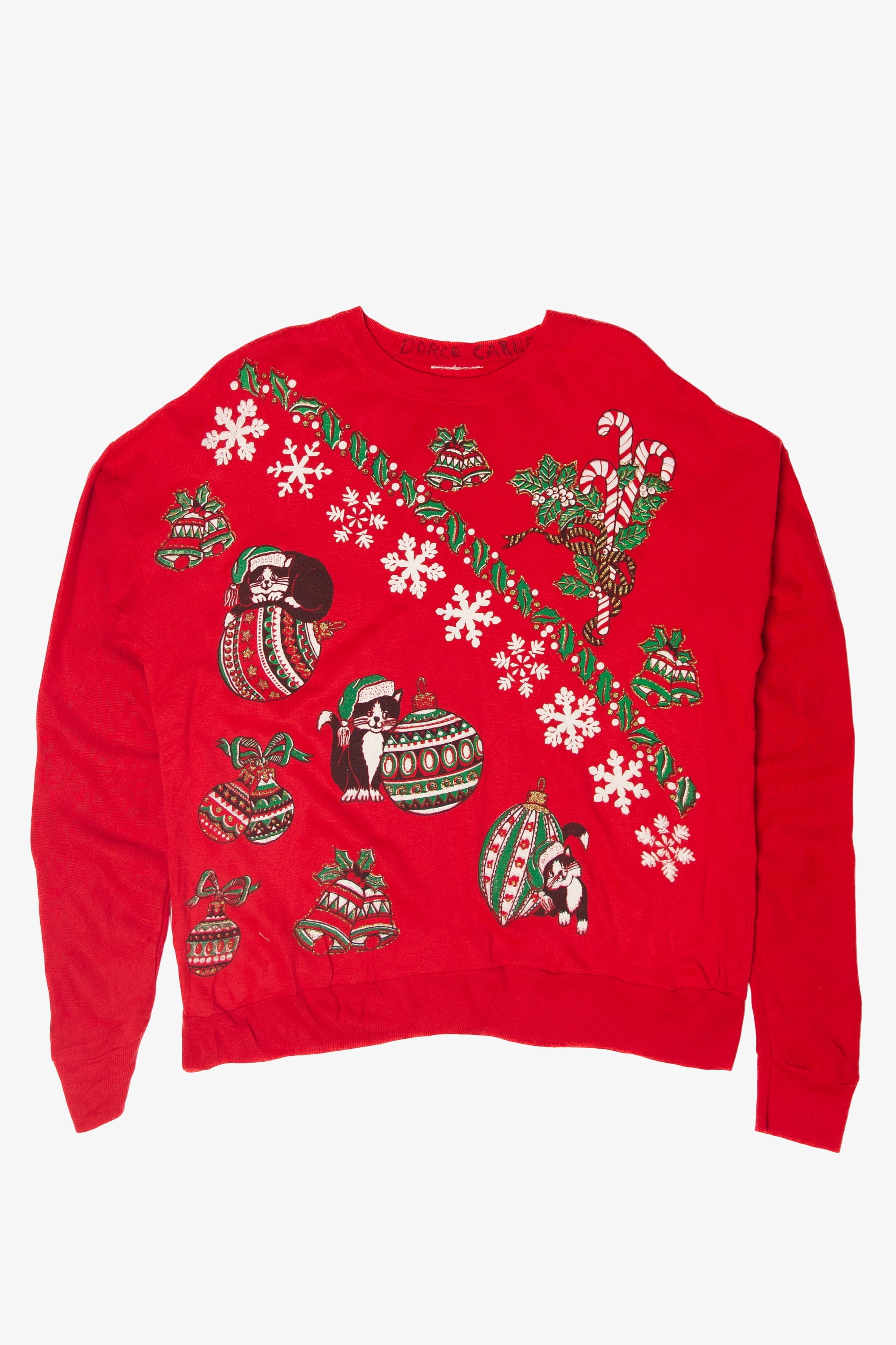 Vintage Kittens And Ornaments Ugly Christmas Sweater (1990s)