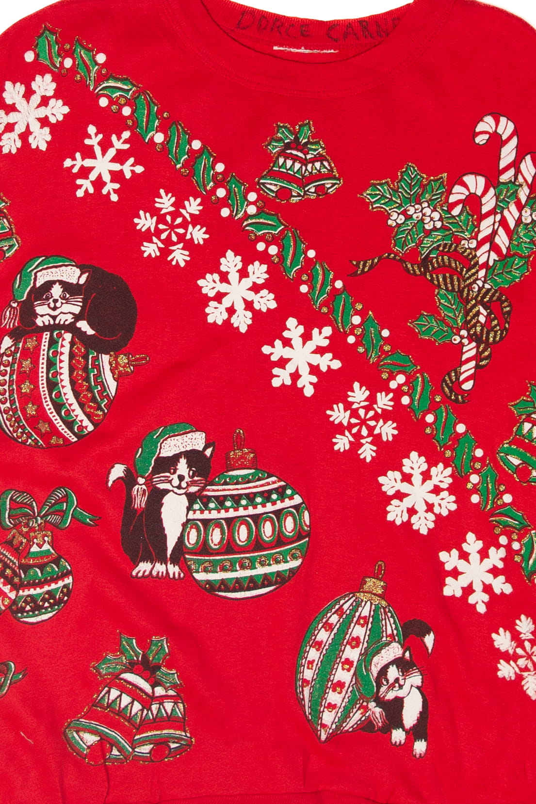 Vintage Kittens And Ornaments Ugly Christmas Sweater (1990s)