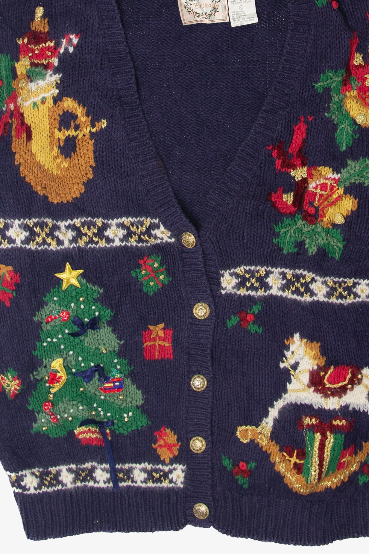 Vintage Hand Knit Erika Ugly Christmas Cardigans (1990s)