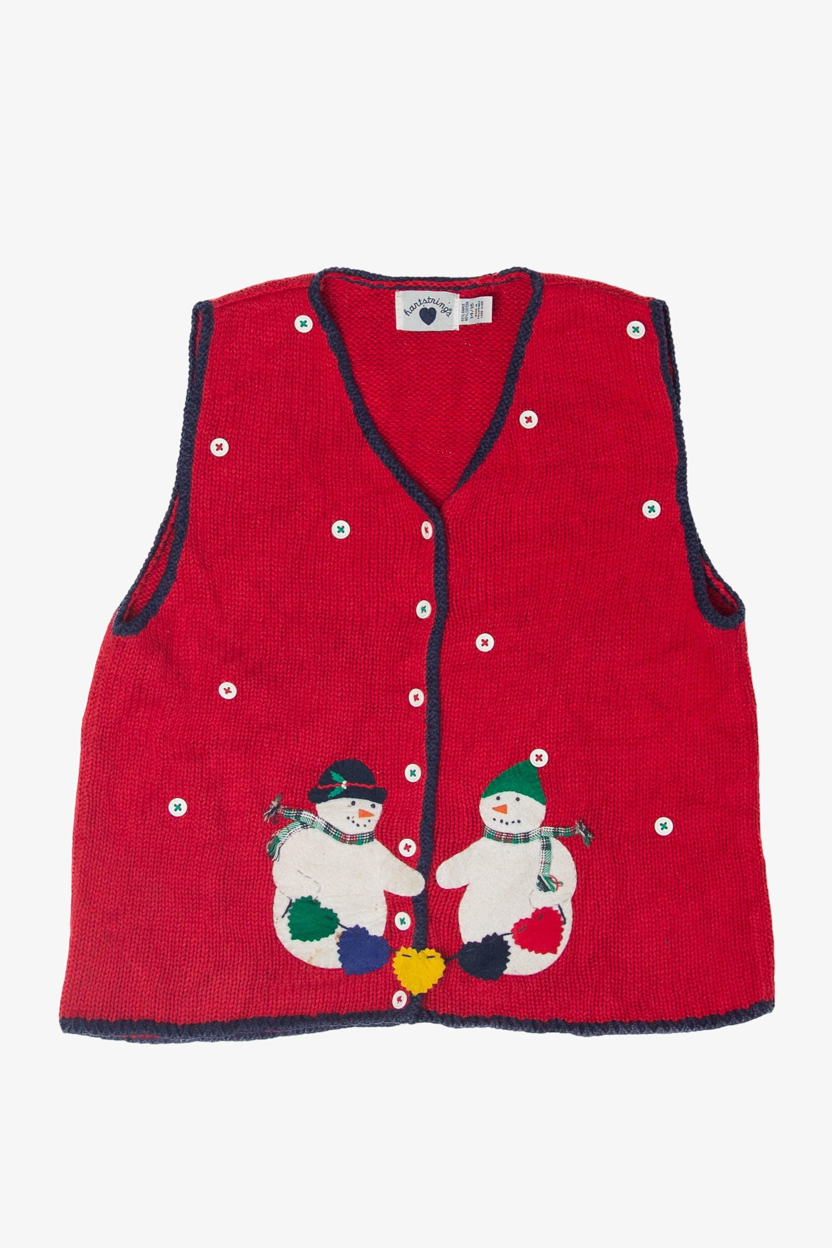 Vintage Snowmen Hart Strings Ugly Christmas Vest (1990s)