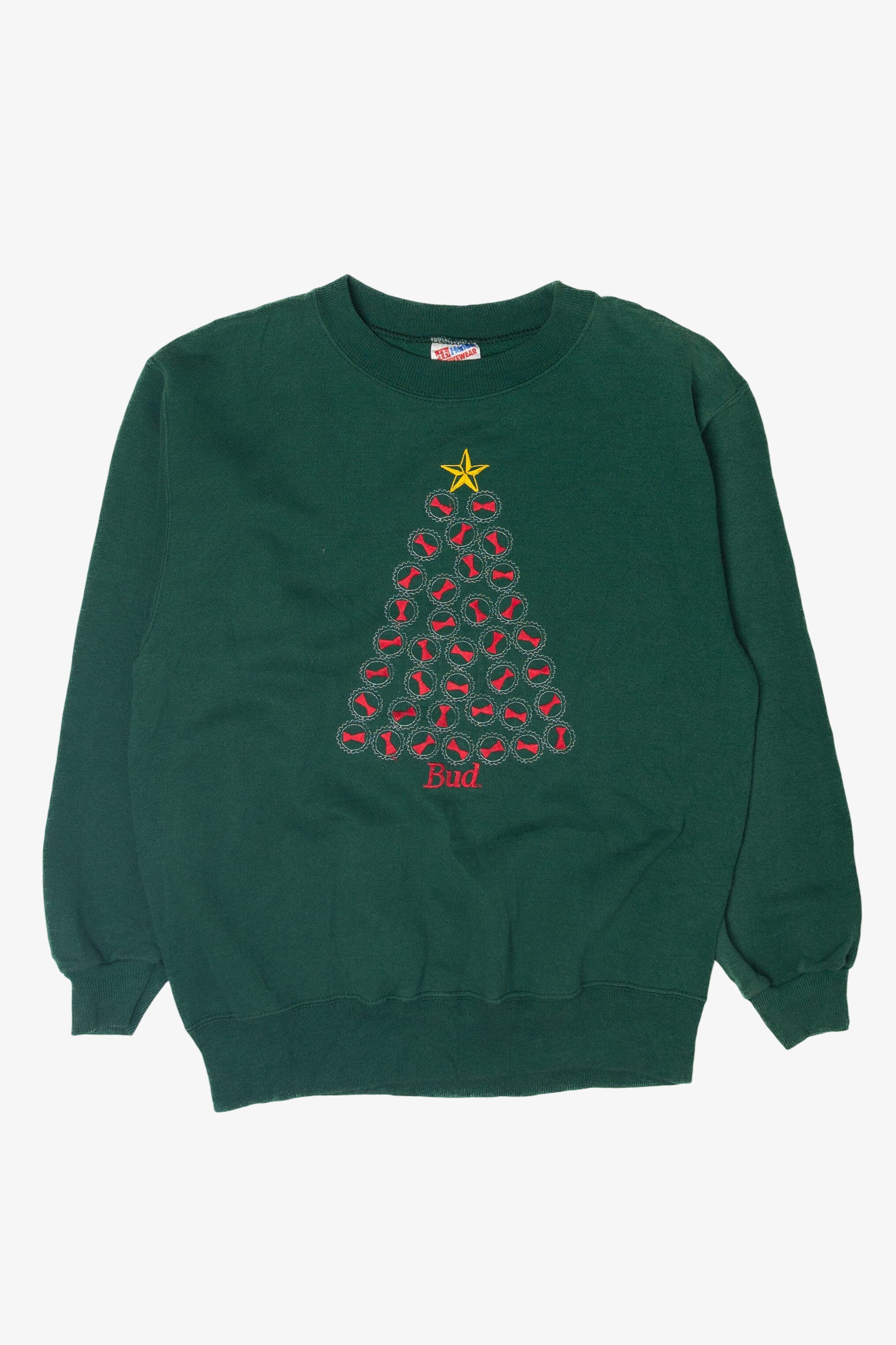 Vintage Bud Tree Ugly Christmas Sweatshirts (1990s)