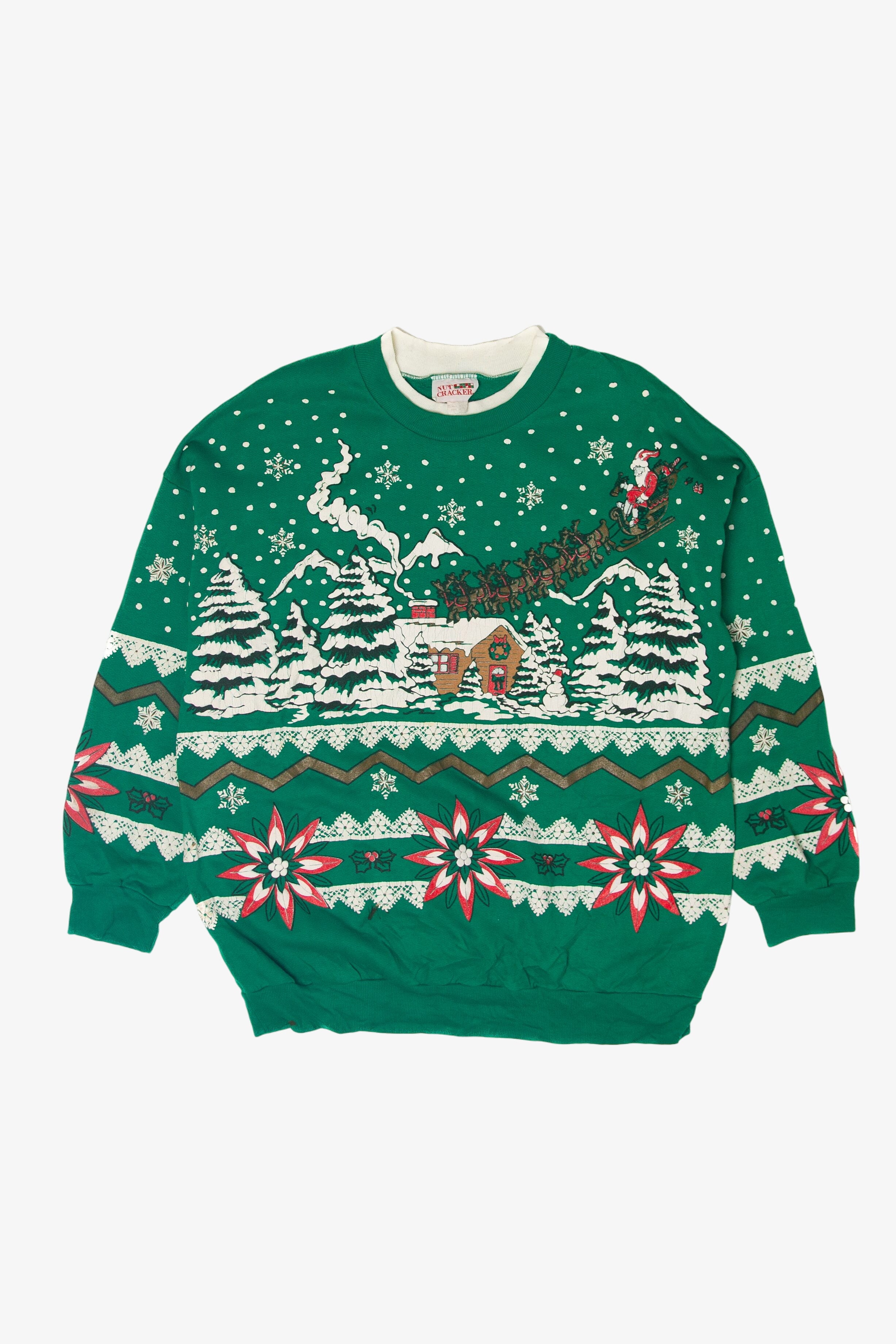 Vintage Santa Flying Ugly Christmas Sweatshirts (1980s)
