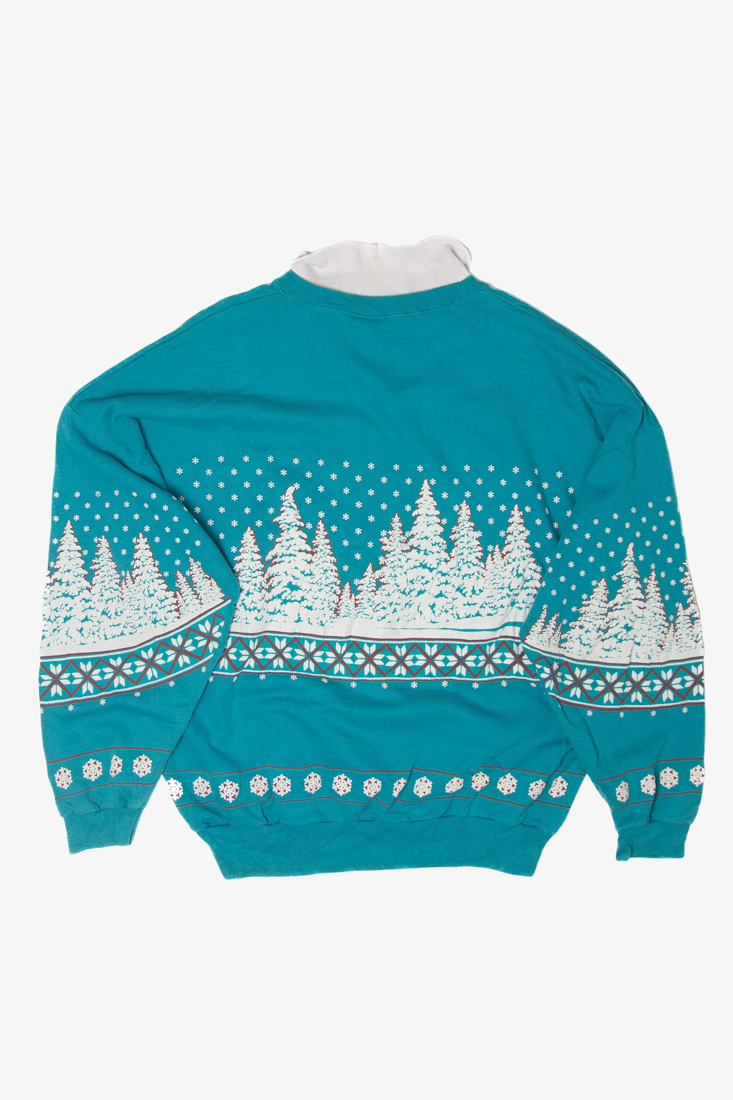 Vintage Snowy Forest Ugly Christmas Sweatshirts (1990s)