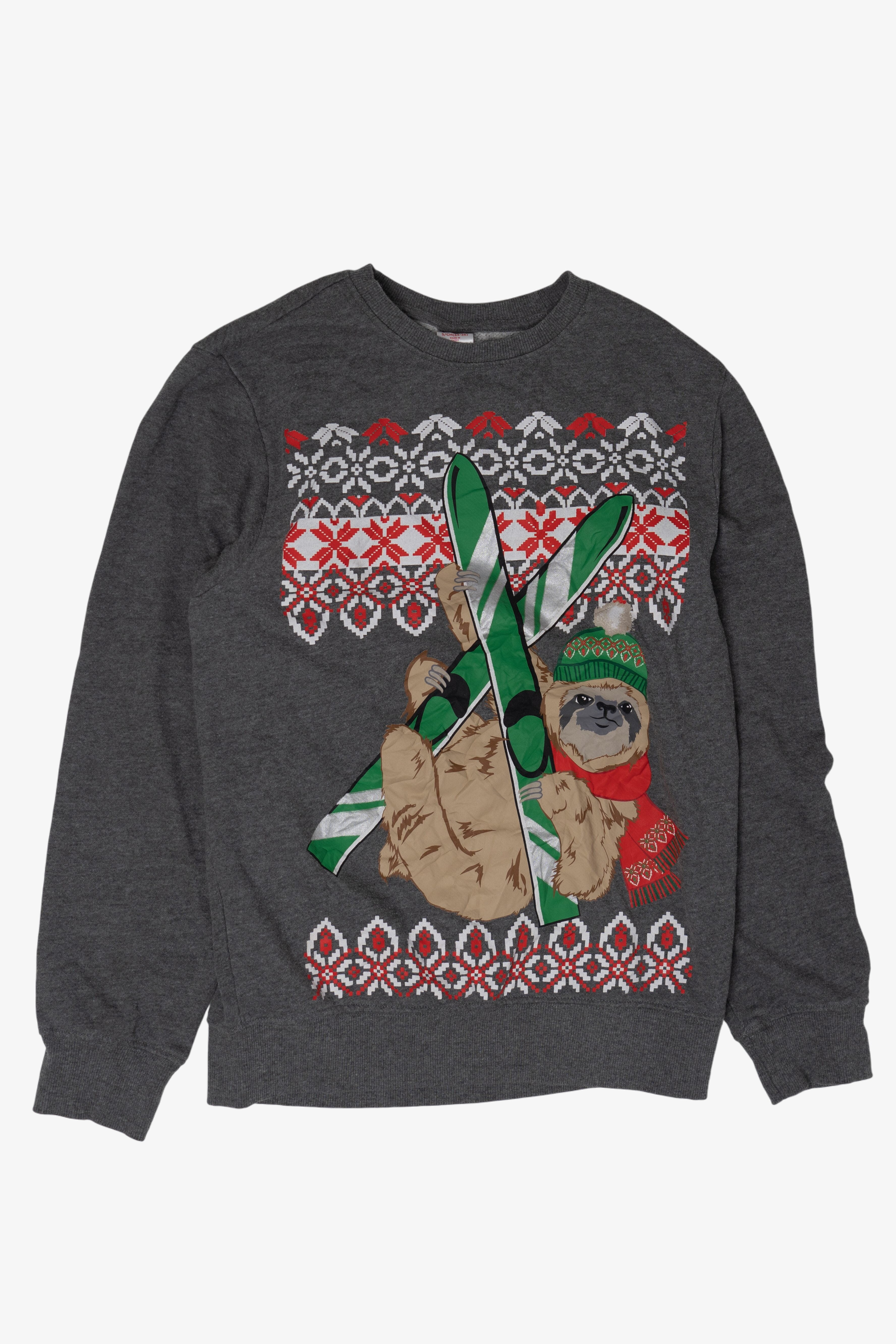 Vintage Sloth Skiing Ugly Christmas Sweatshirts (2010s)