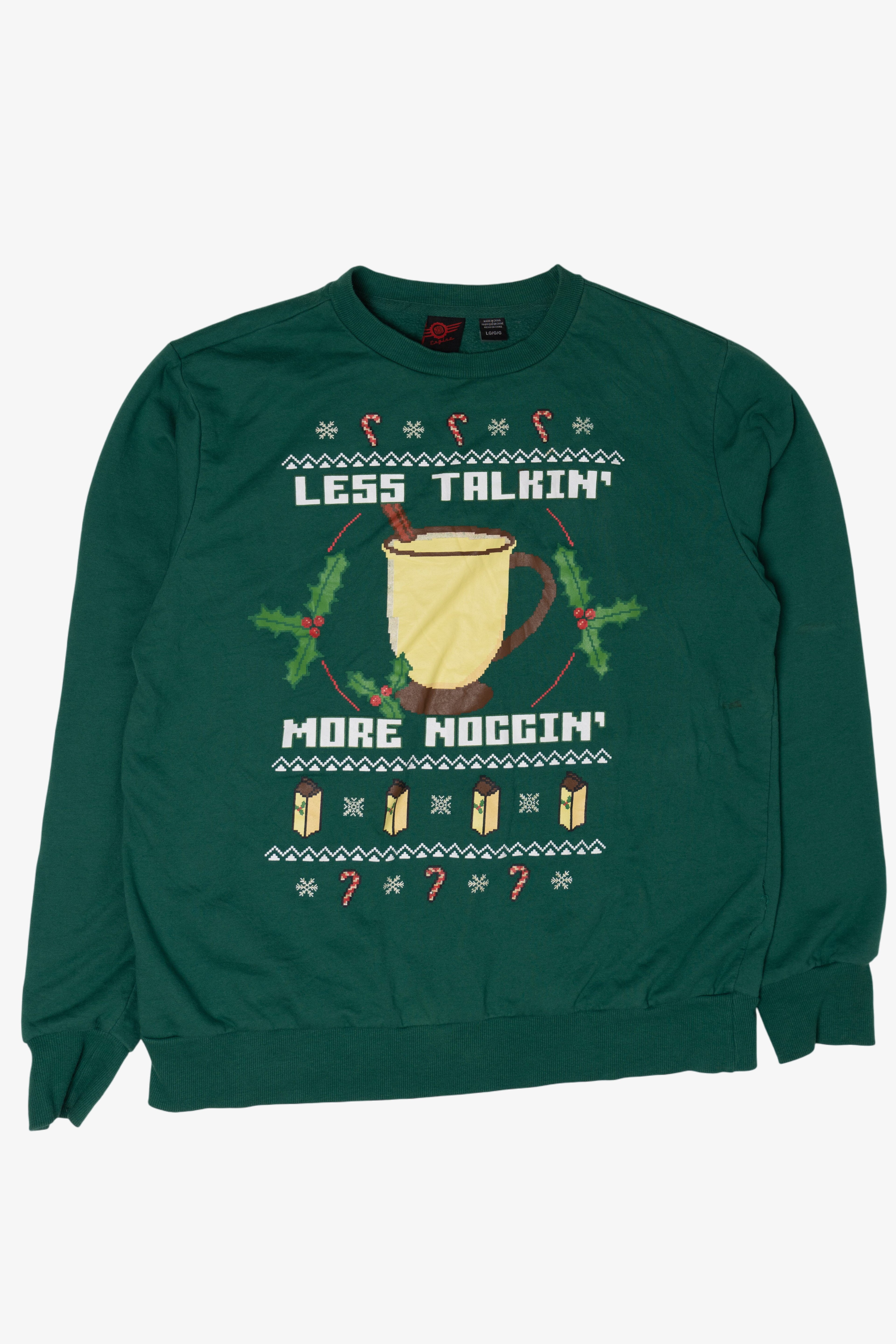 Modern "Less Talkin' More Noggin'" Ugly Christmas Sweatshirts (2010s)