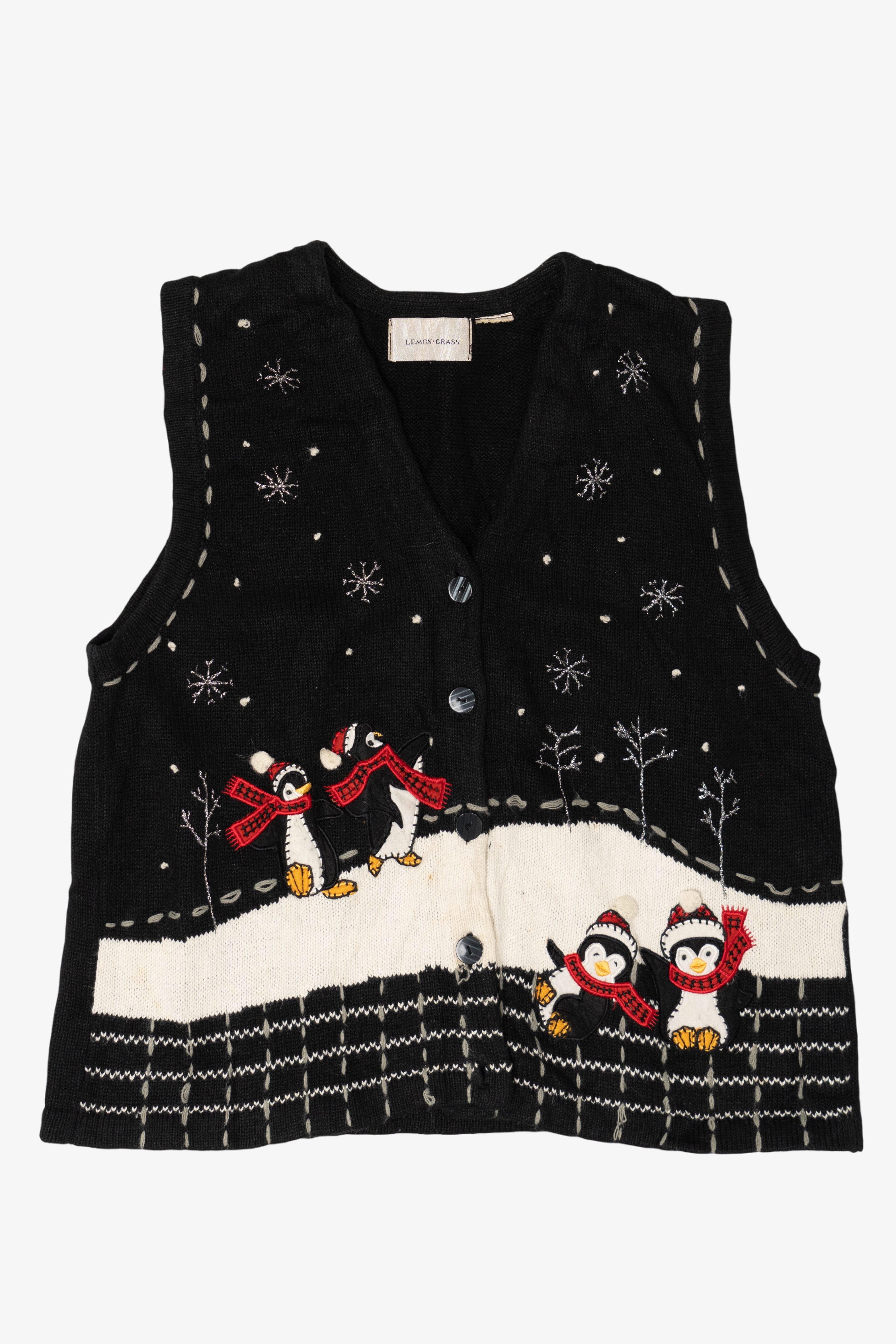 Vintage Penguins In Snow Ugly Christmas Vest (2000s)