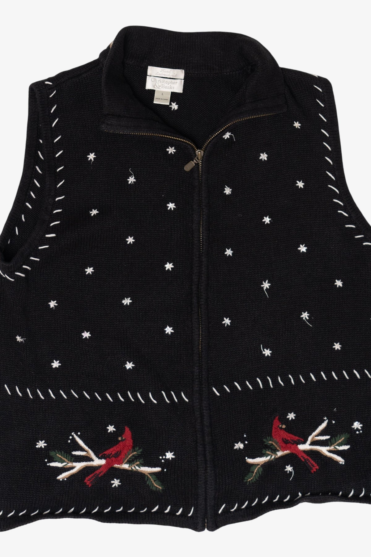 Vintage Hand Embroidered Christopher & Banks Ugly Christmas Vest (2000s)