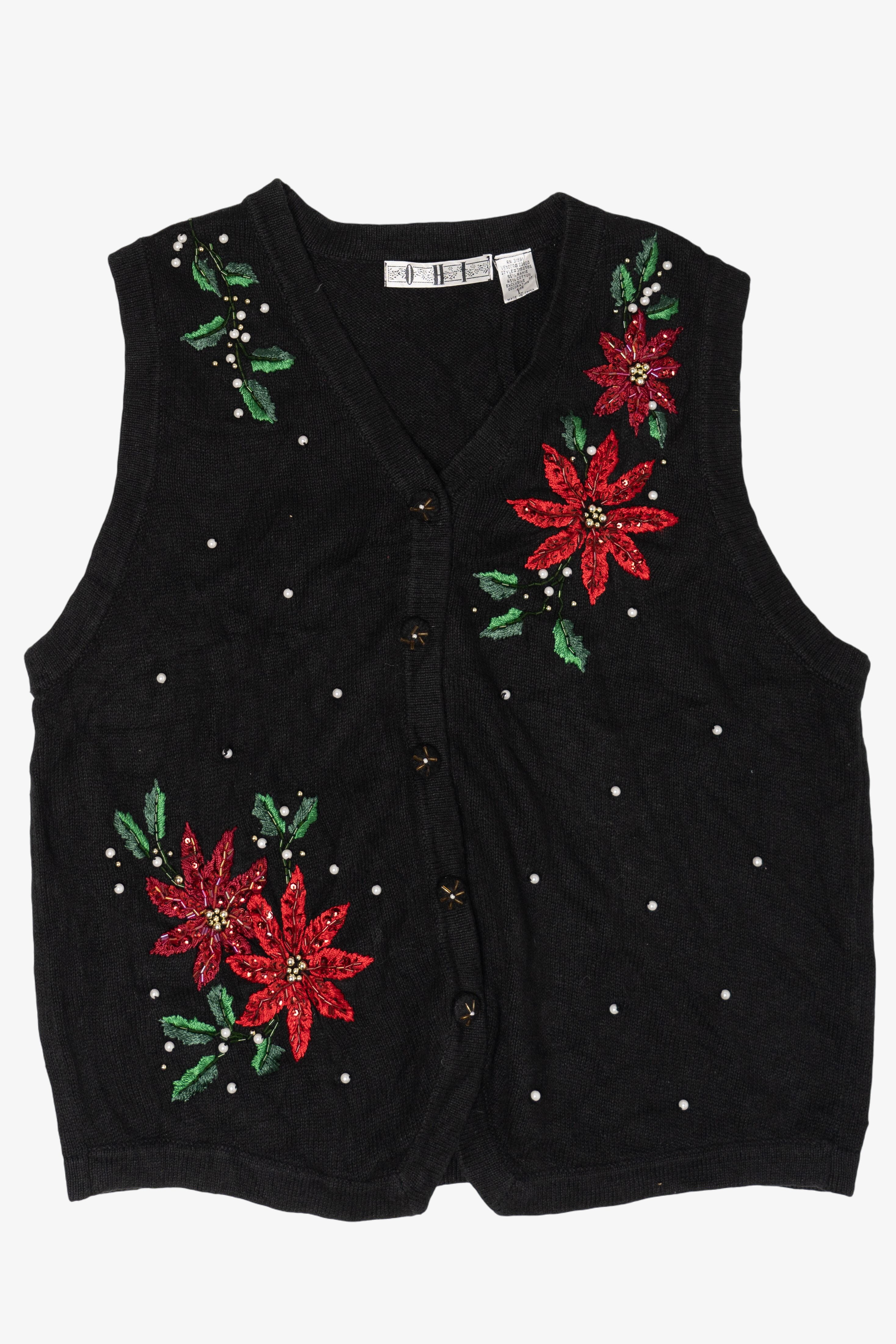 Vintage Poinsettias Ugly Christmas Vest (2000s)