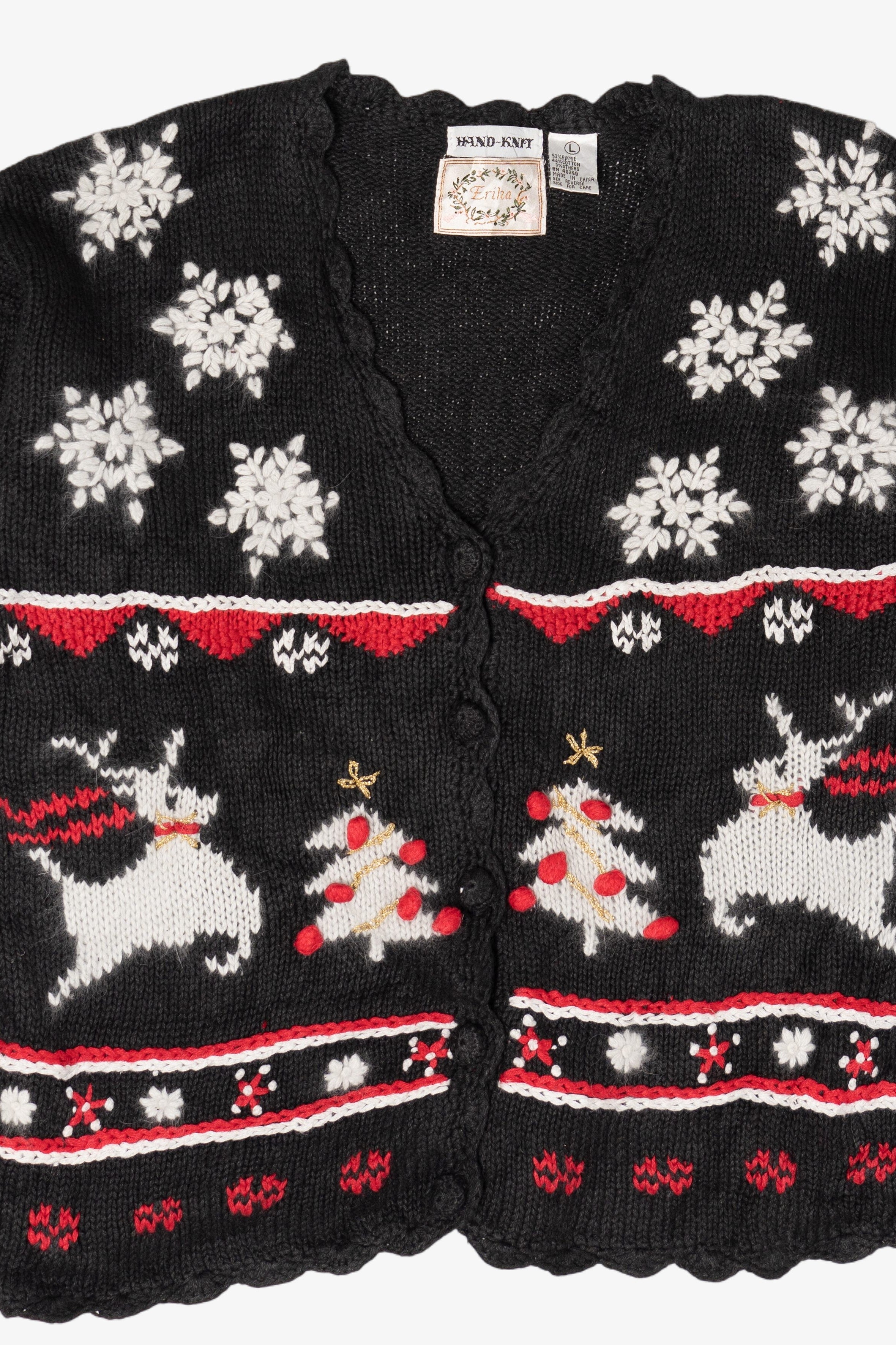 Vintage Erika Hand Knit Ugly Christmas Sweater (1990s)