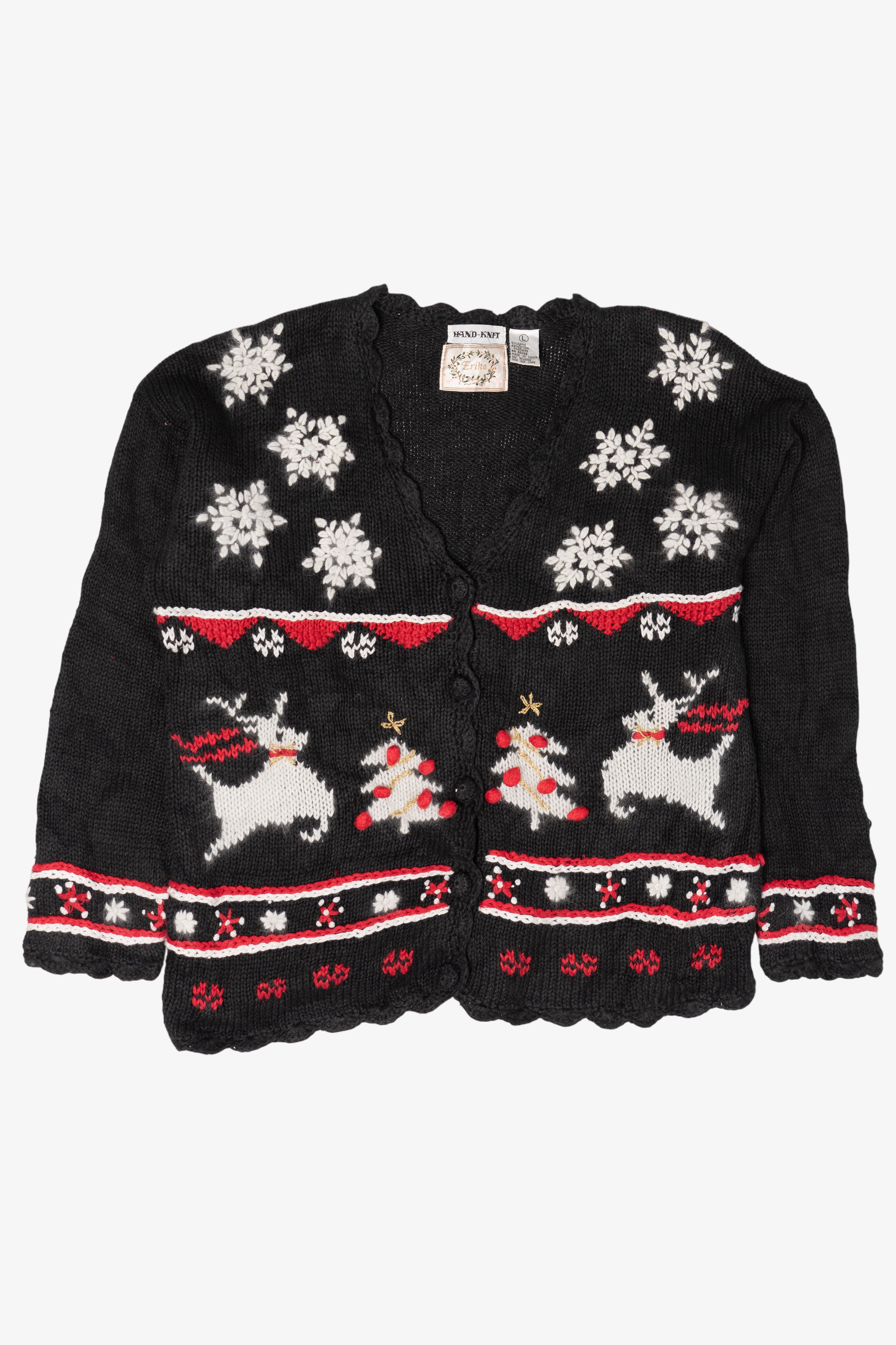 Vintage Erika Hand Knit Ugly Christmas Sweater (1990s)
