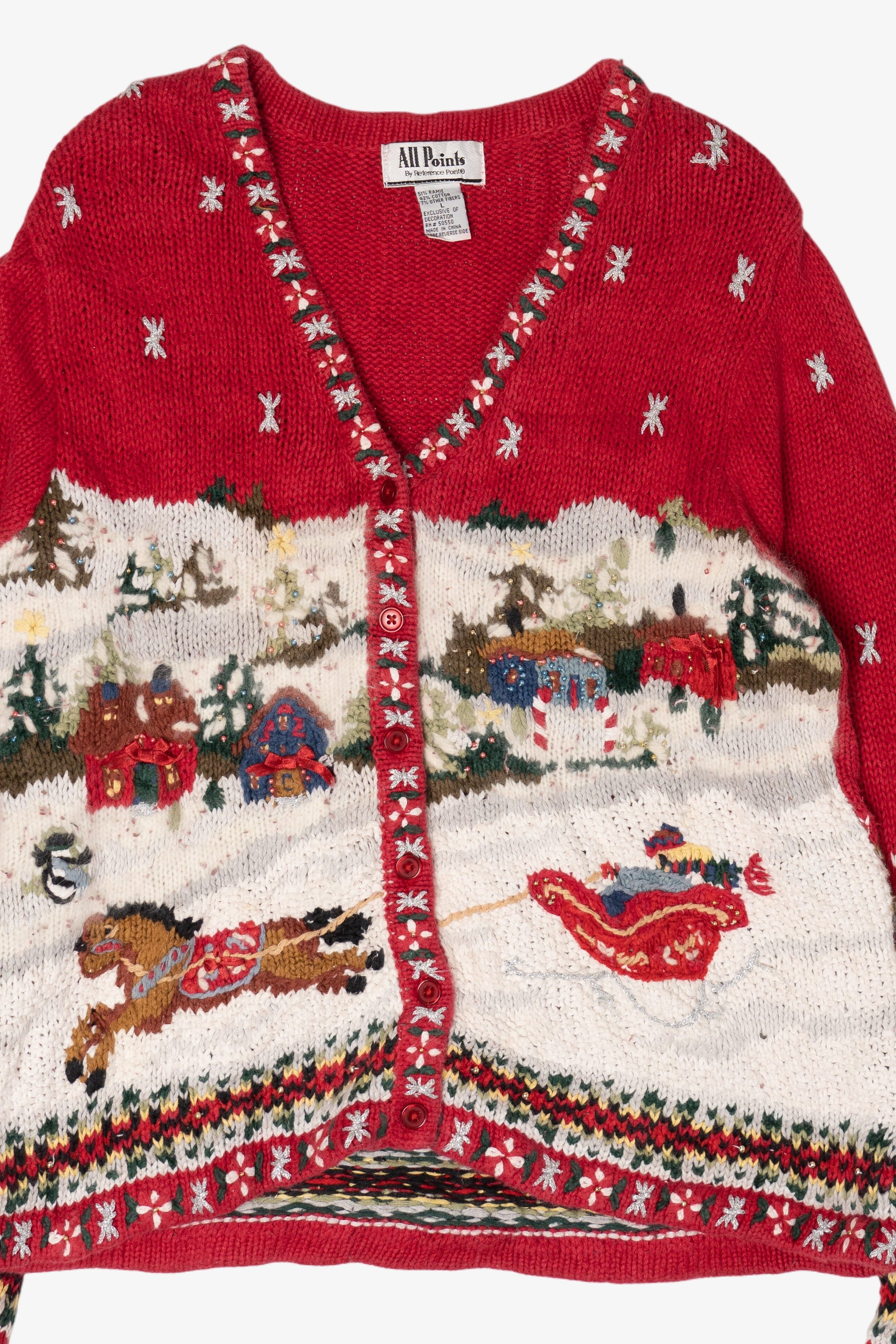 Vintage All Points Ugly Christmas Cardigan (1990s)