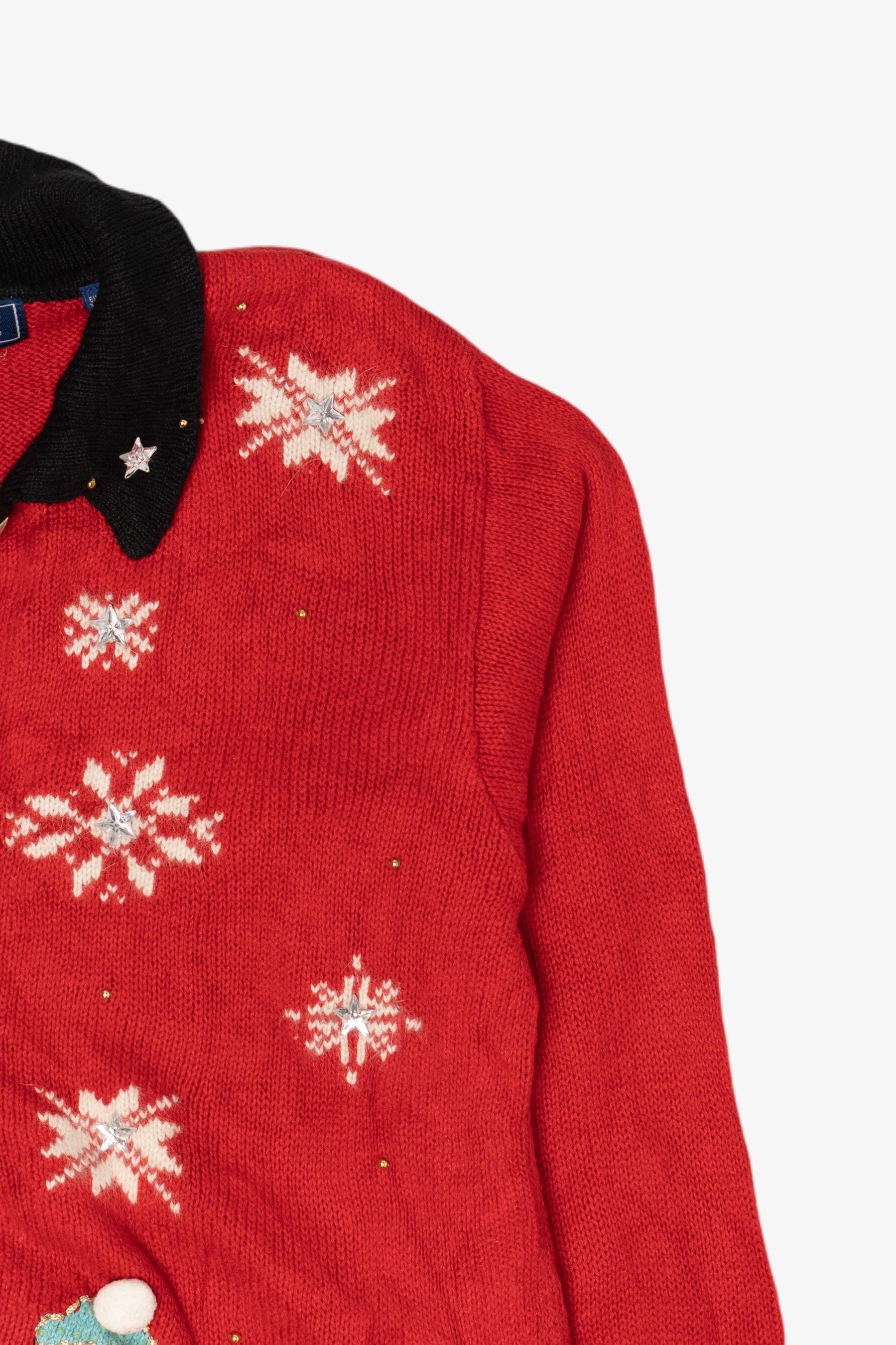 Vintage Karen Scott Hand Embroidered Snowmen Ugly Christmas Cardigan (1990s)