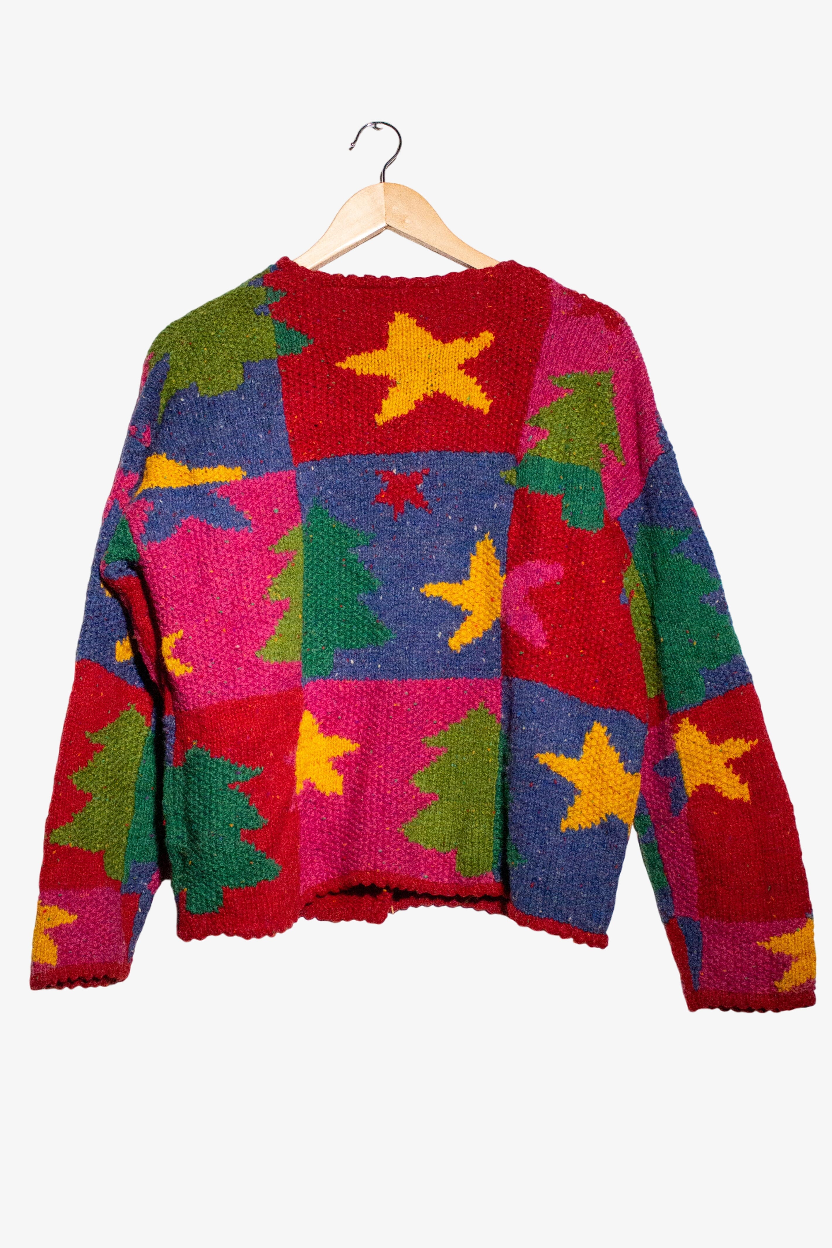 Vintage Stars & Squares Ugly Christmas Cardigan (1990s)
