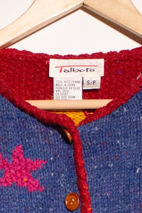 Vintage Stars & Squares Ugly Christmas Cardigan (1990s)