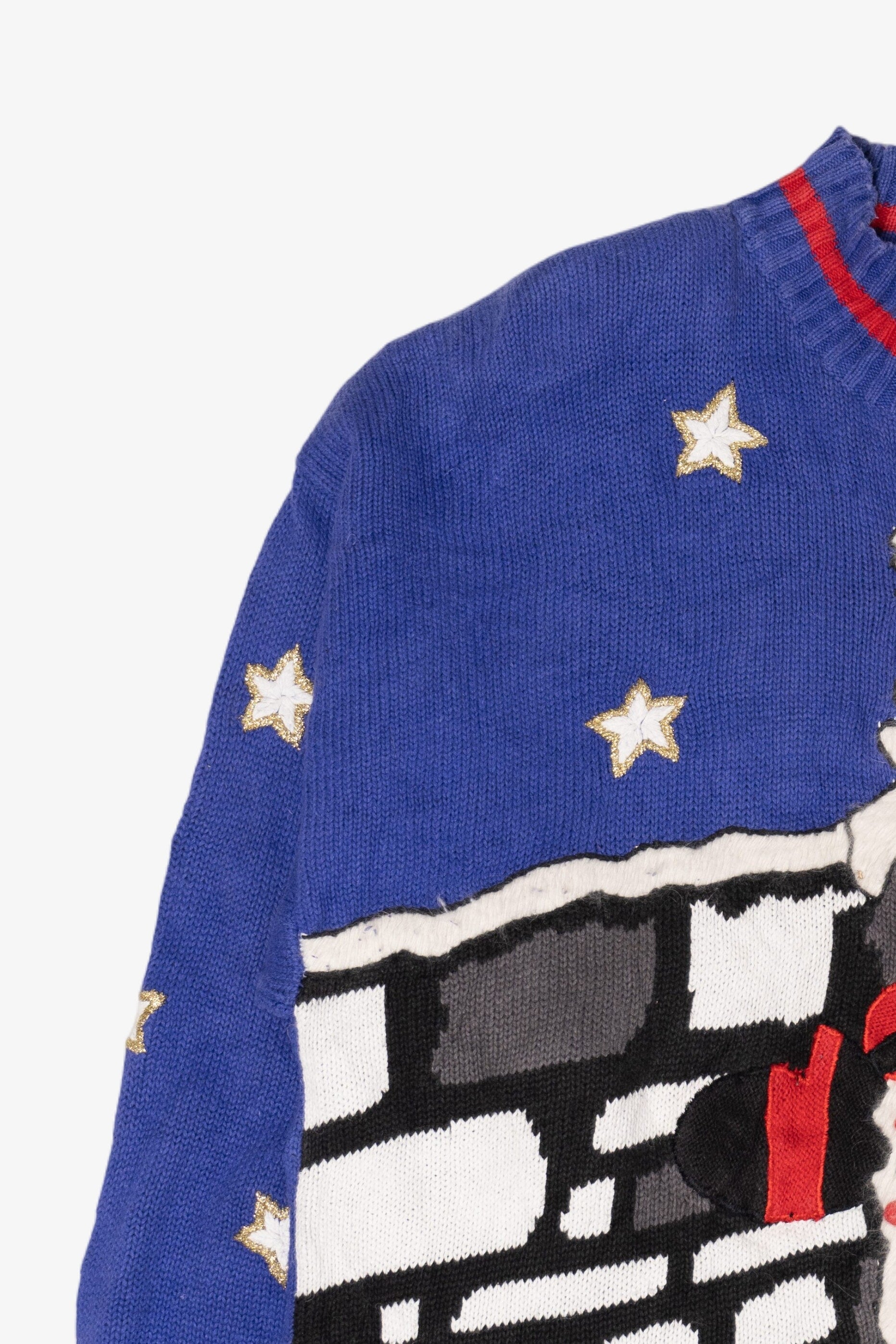 Vintage Santa Going Down the Chimney Ugly Christmas Sweater (1990s)