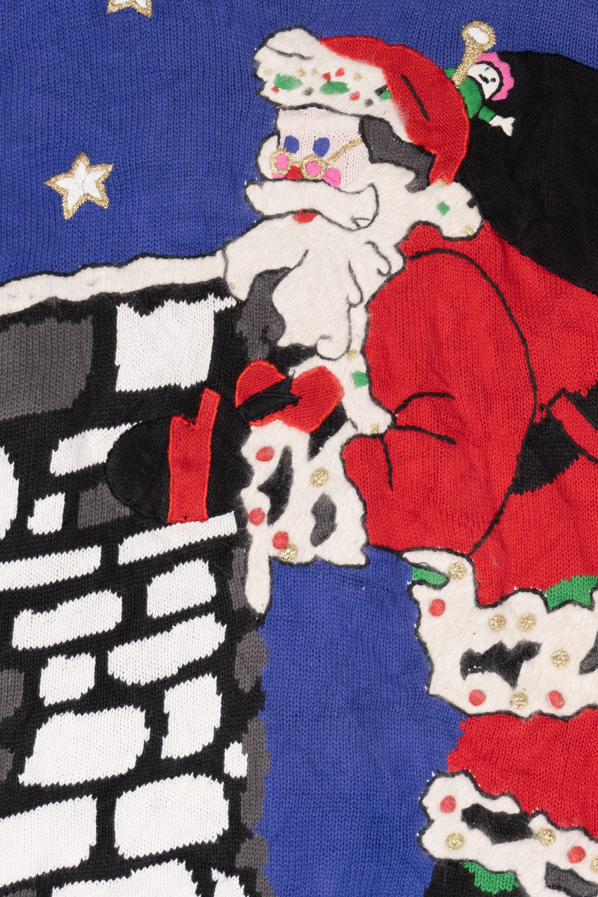 Vintage Santa Going Down the Chimney Ugly Christmas Sweater (1990s)