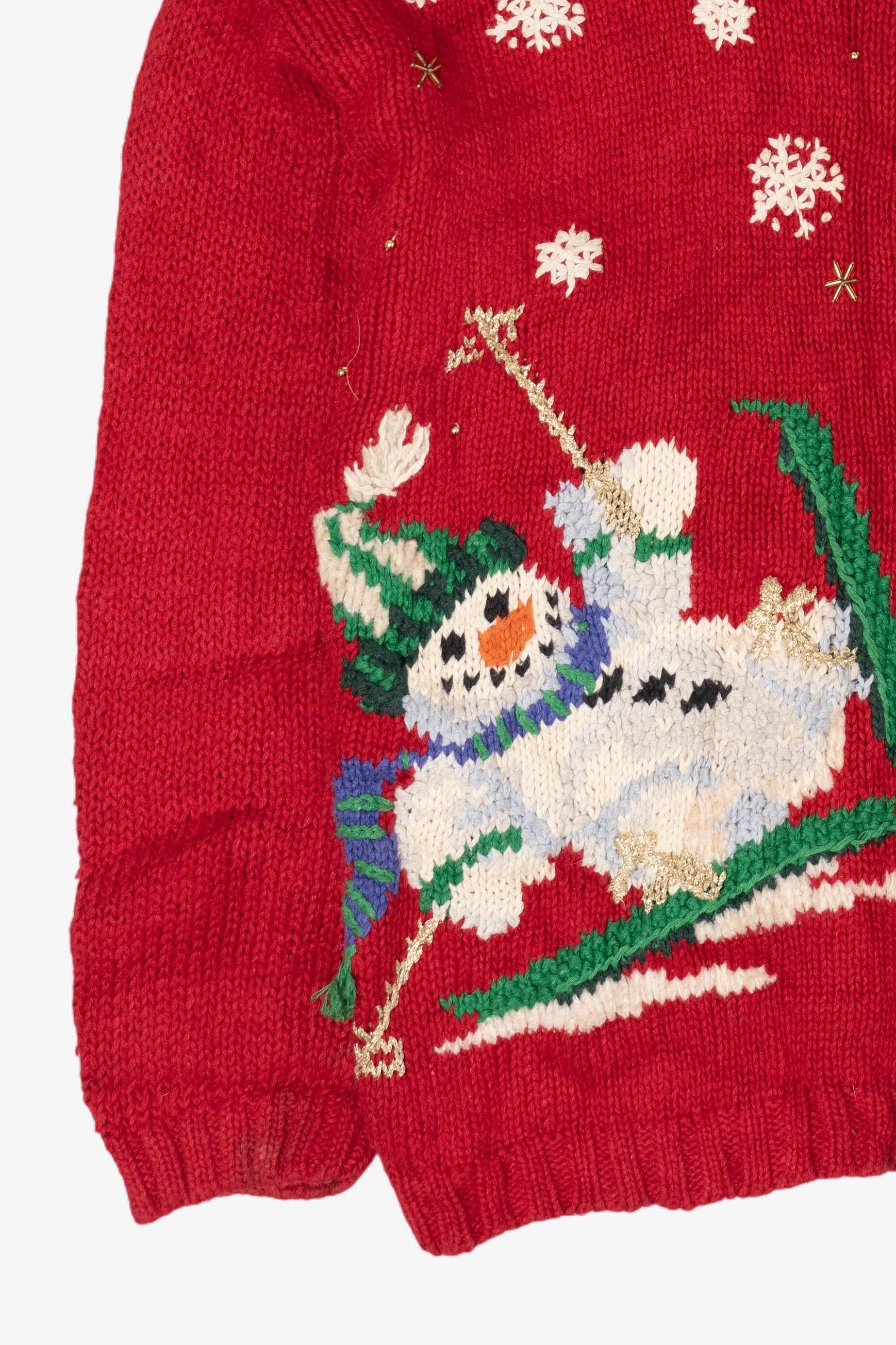 Vintage Snowmen Skiing Ugly Christmas Sweater (1990s)