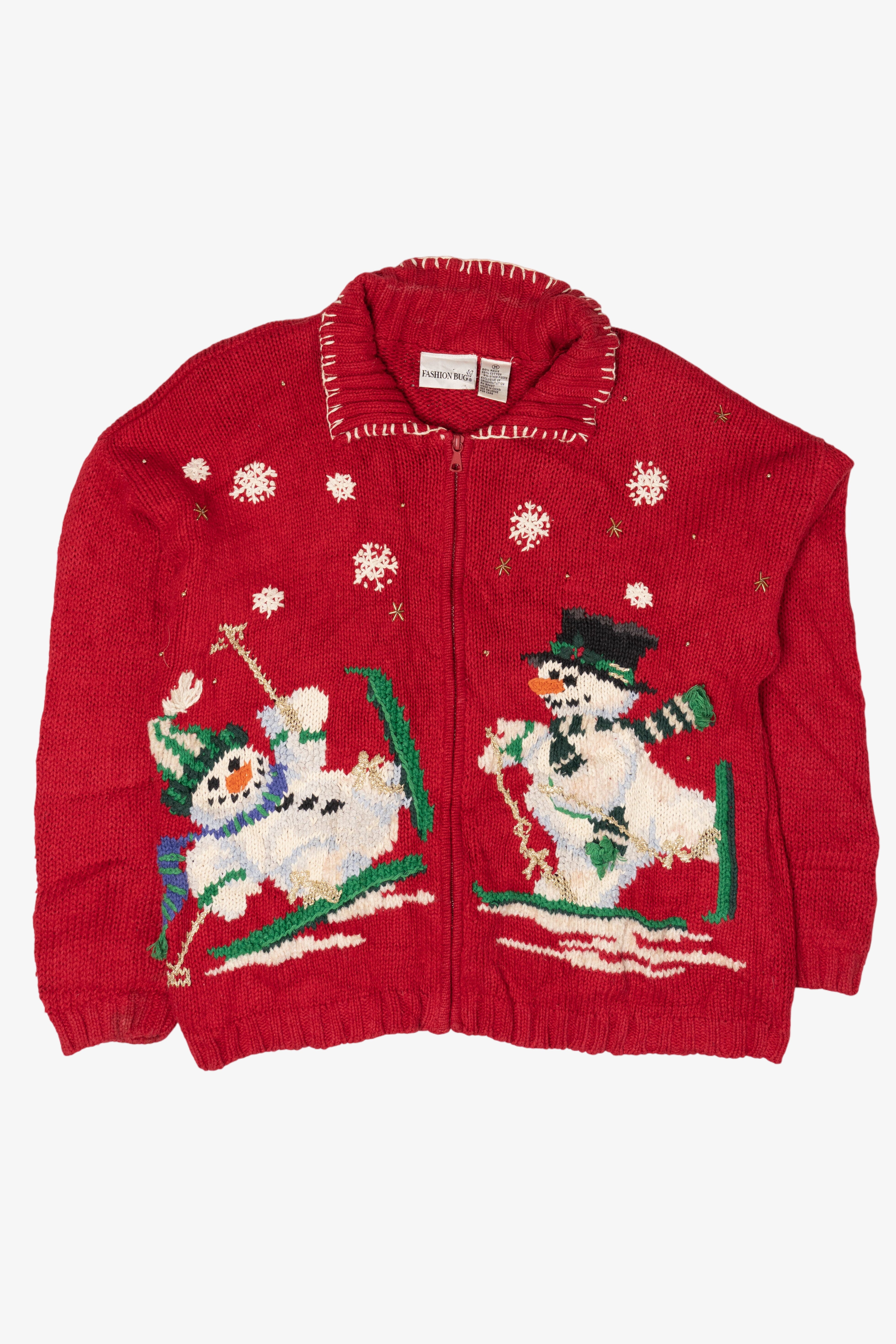 Vintage Snowmen Skiing Ugly Christmas Sweater (1990s)