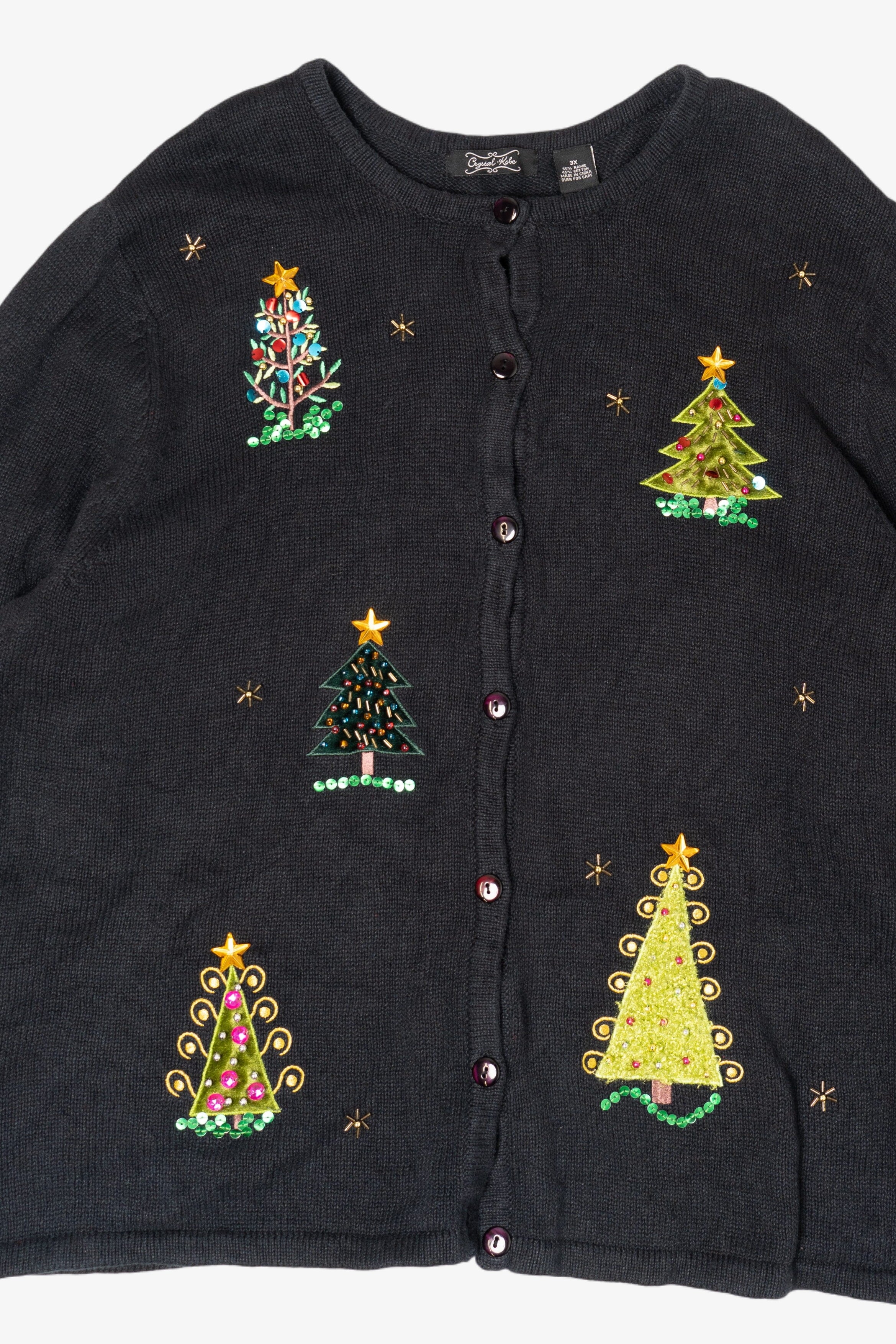 Vintage Crystal Kole Trees Ugly Christmas Cardigan (2000s)