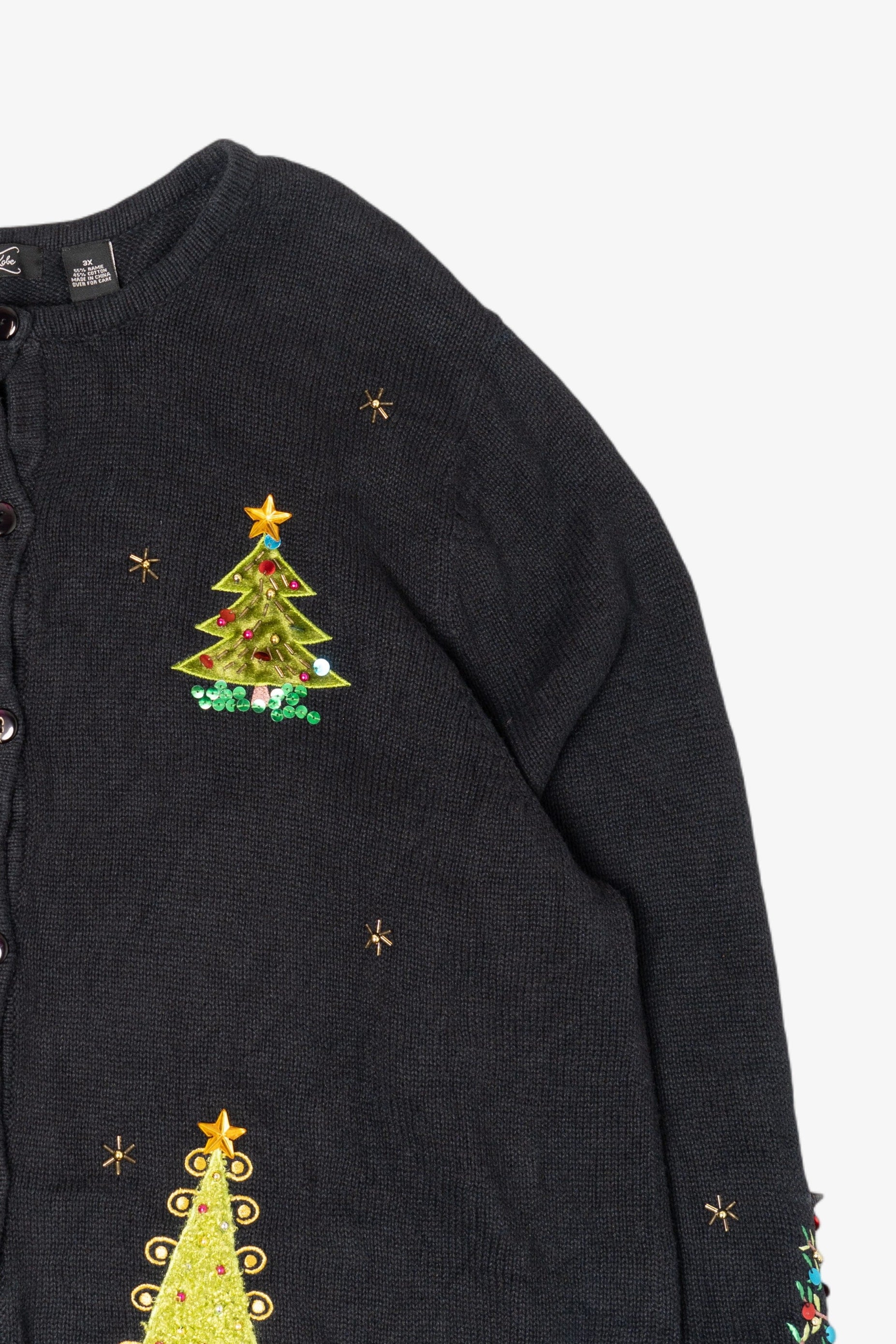 Vintage Crystal Kole Trees Ugly Christmas Cardigan (2000s)