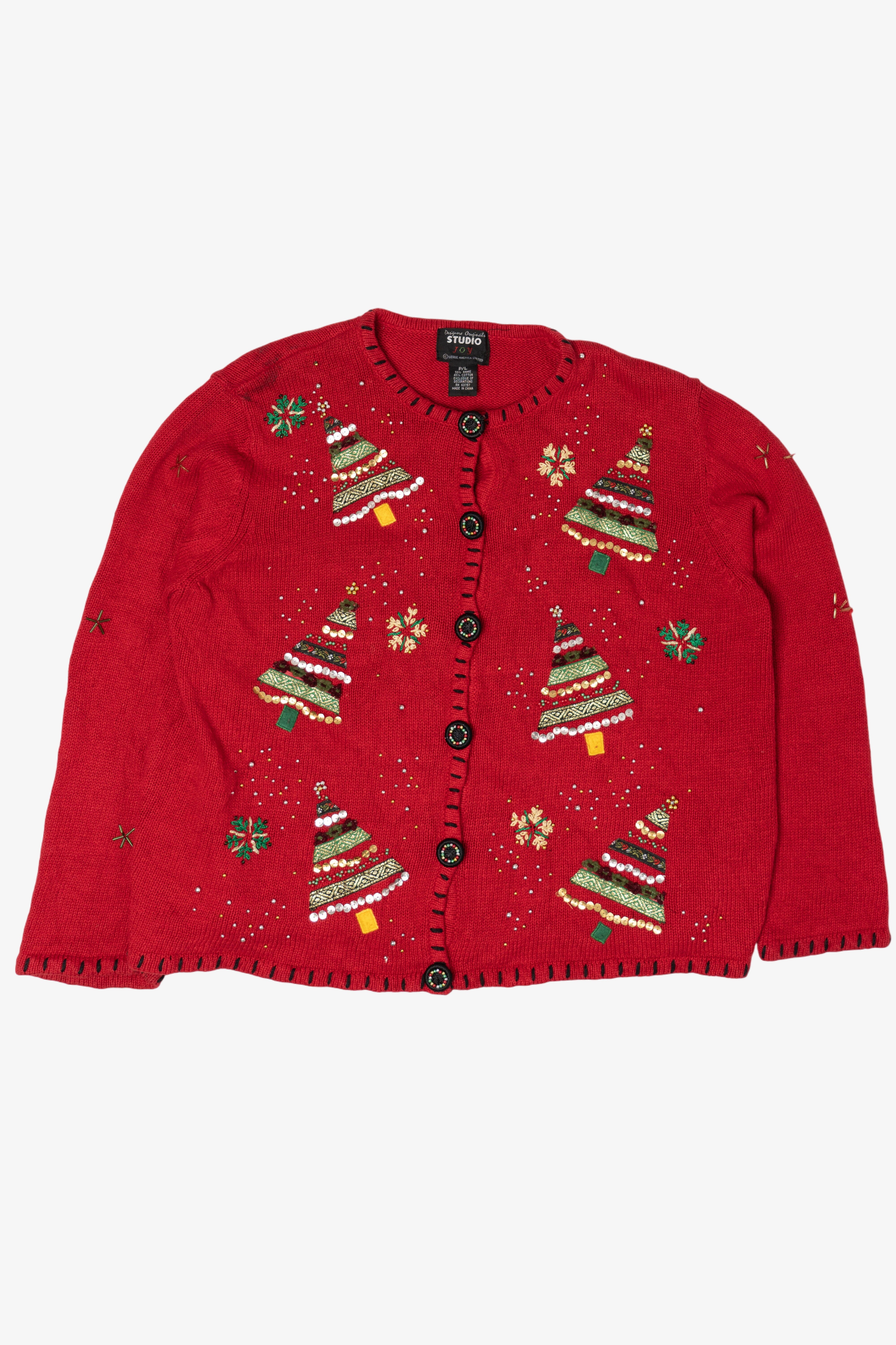 Vintage Studio Joy Trees Ugly Christmas Cardigan (2000s)