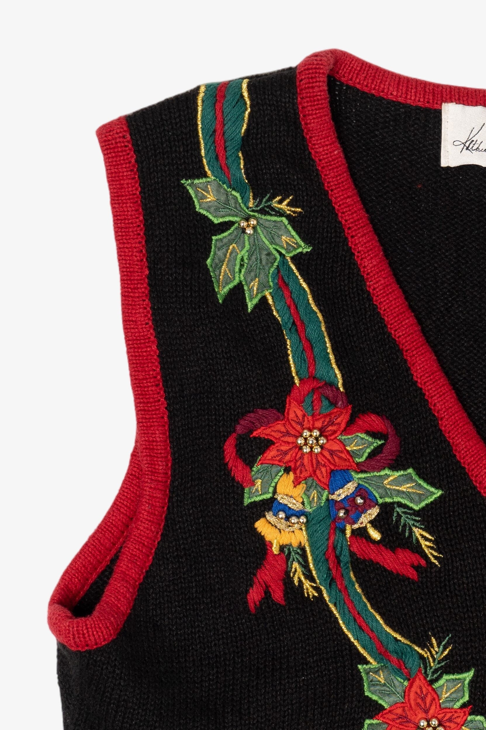 Vintage Kathie Lee Flowers And Bells Ugly Christmas Vest (2000s)