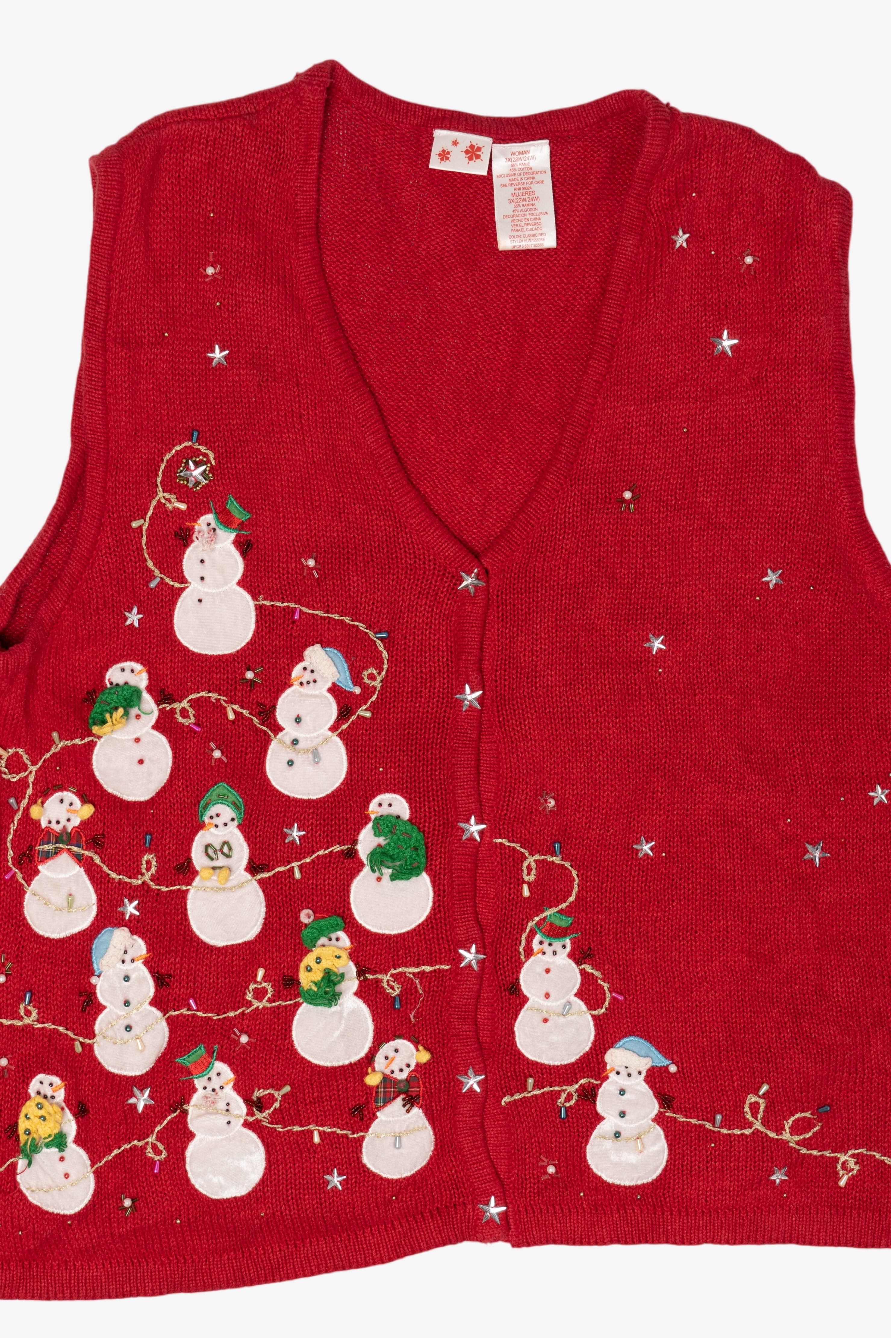 Vintage Snowmen Red Ugly Christmas Sweater (2000s)