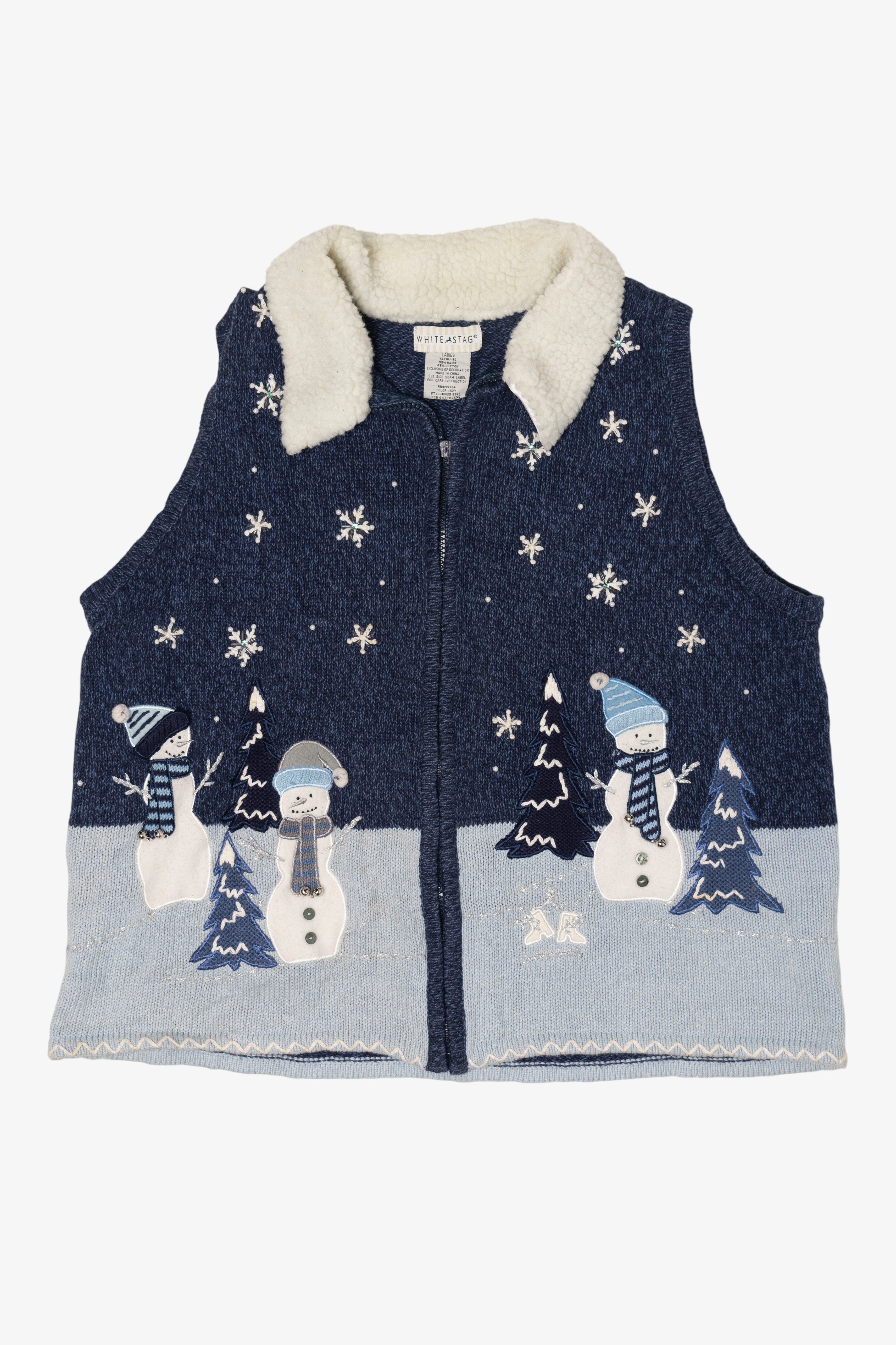 Vintage White Stag Snowmen Ugly Christmas Vest (2000s)