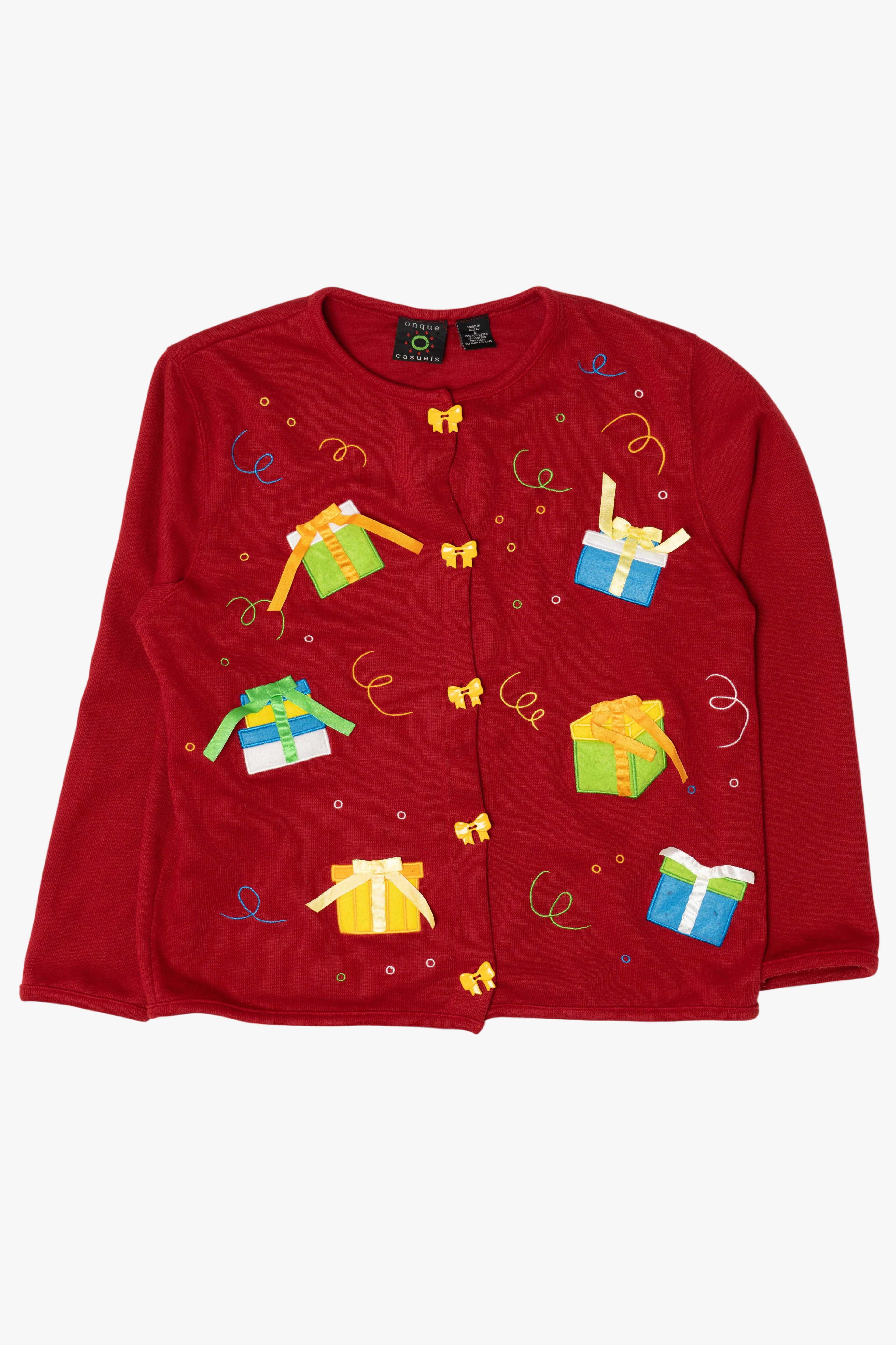 Vintage Y2k Lightweight Presents Ugly Christmas Cardigan (2000s)