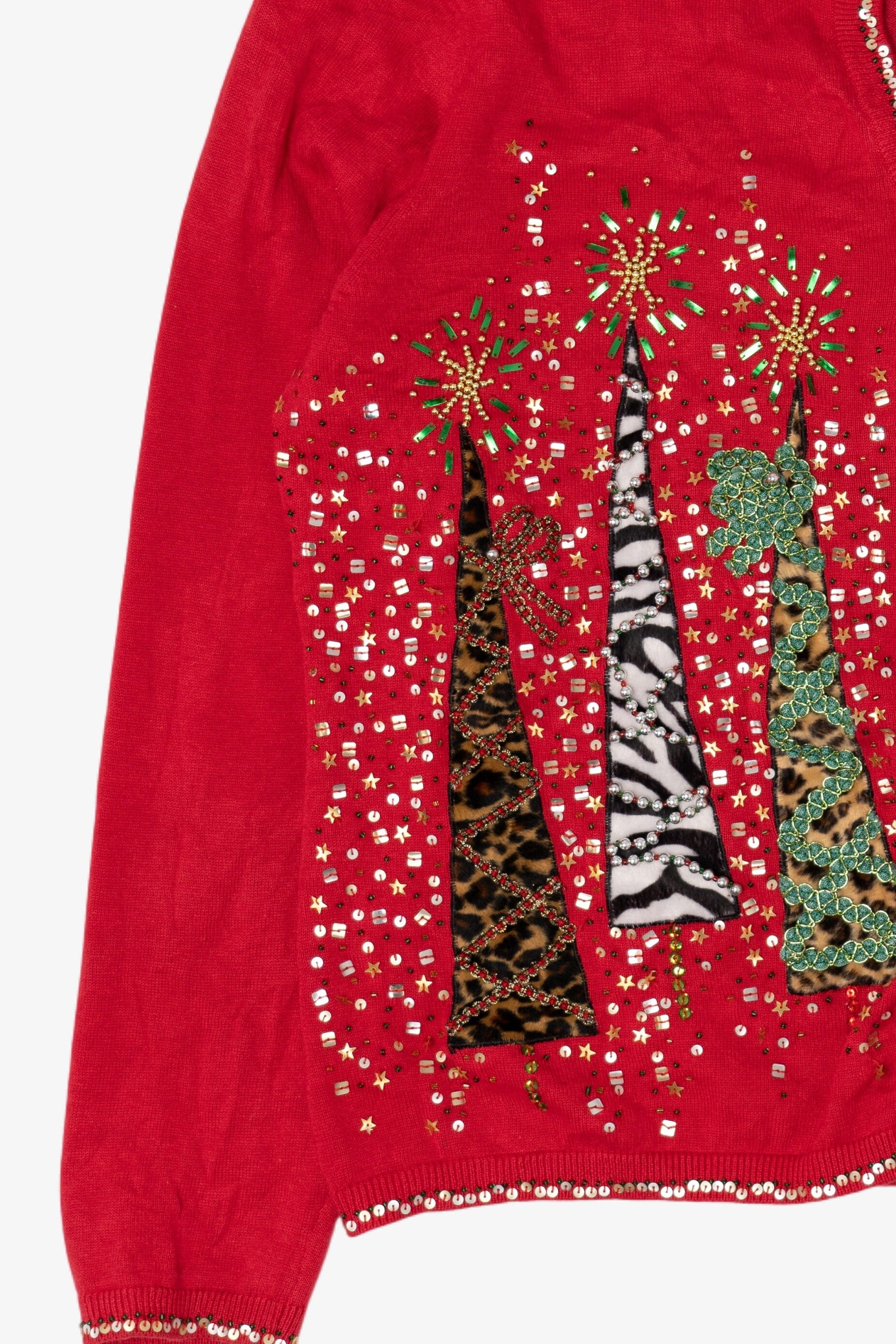 Vintage Y2k Lightweight Berer Trees Ugly Christmas Cardigan (2000s)