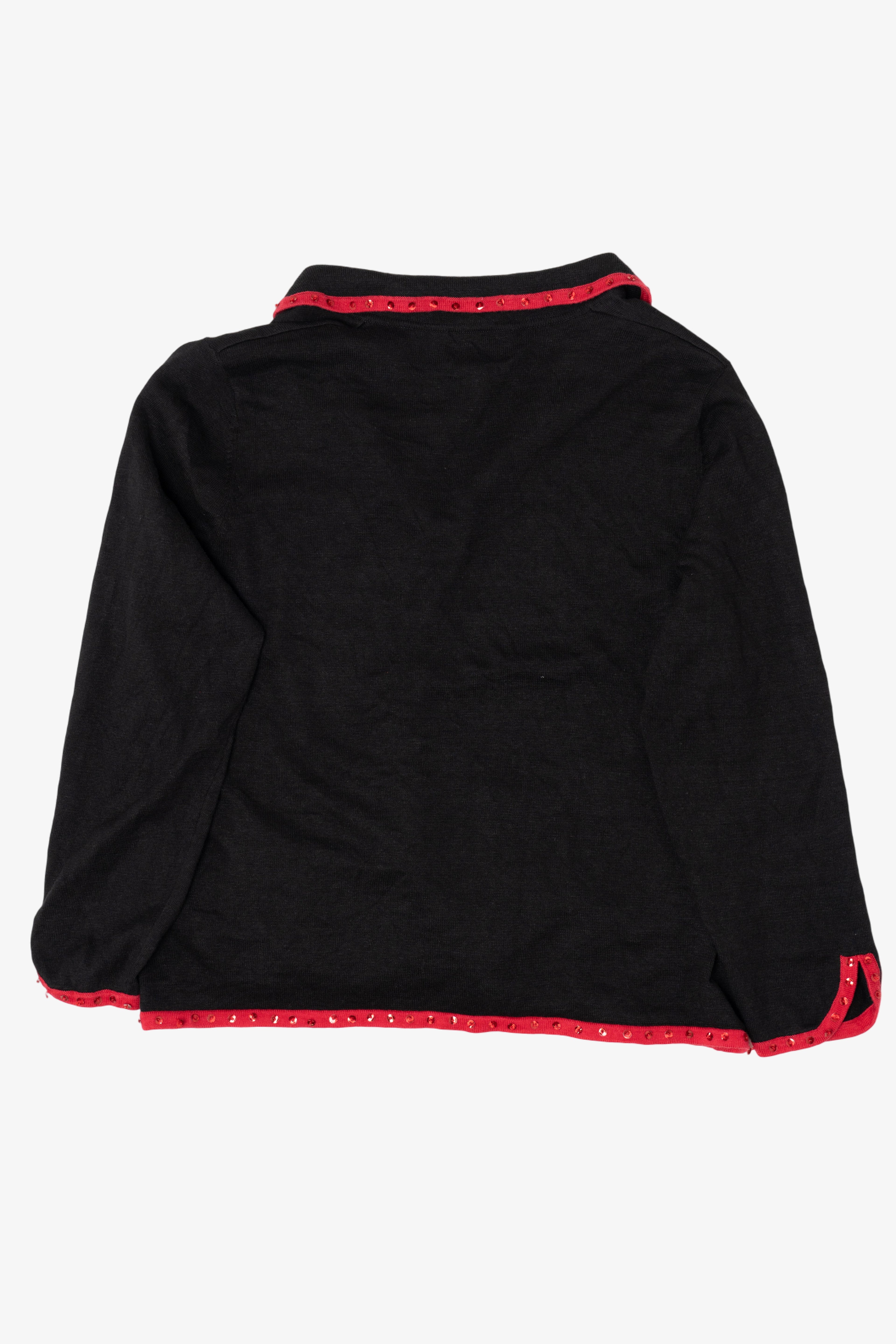 Vintage Y2k Lightweight Studio Joy Presents Black Ugly Christmas Cardigan (2000s)