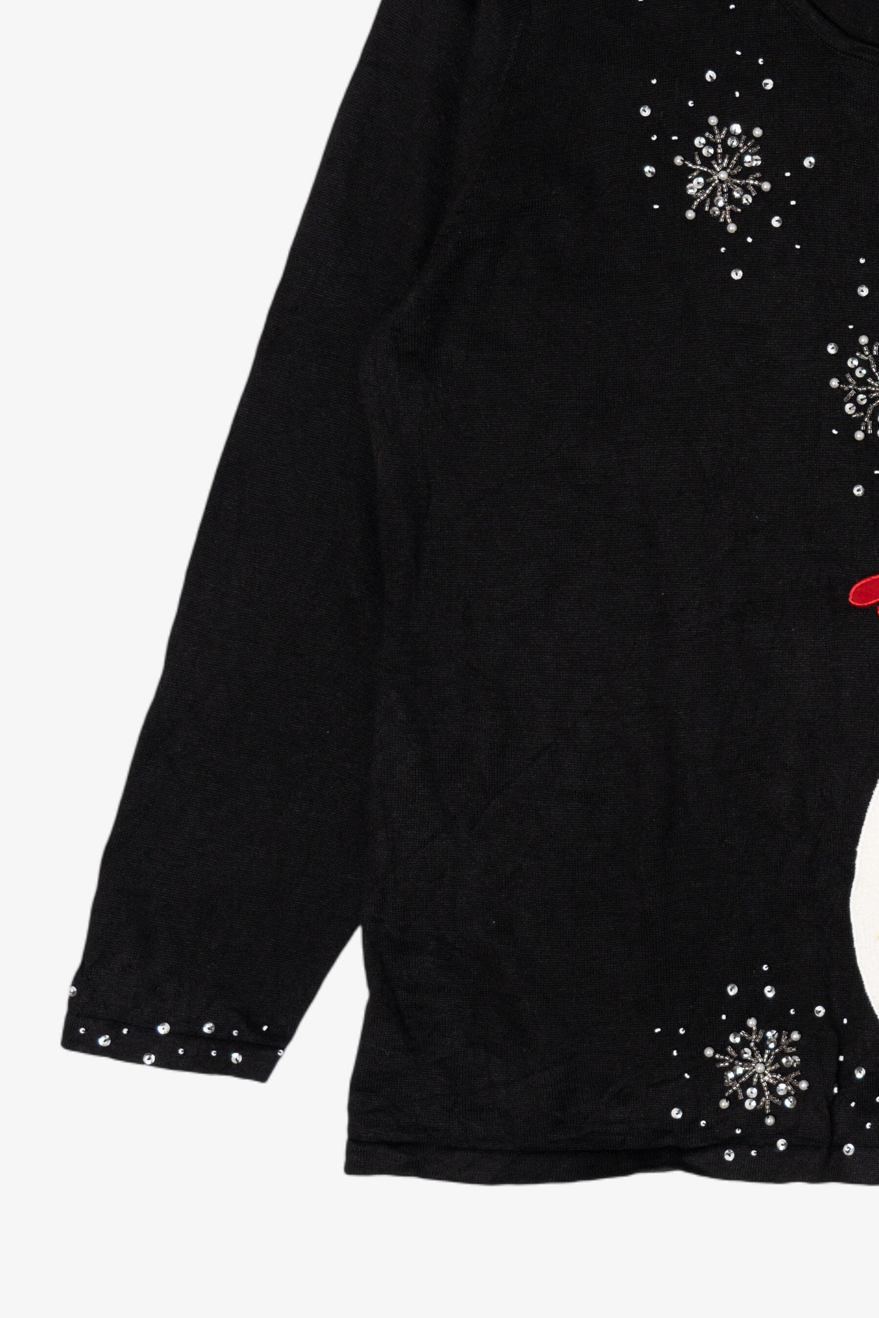 Vintage Y2k Lightweight Black Berek Studio Snowman Ugly Christmas Pullover (2000s)