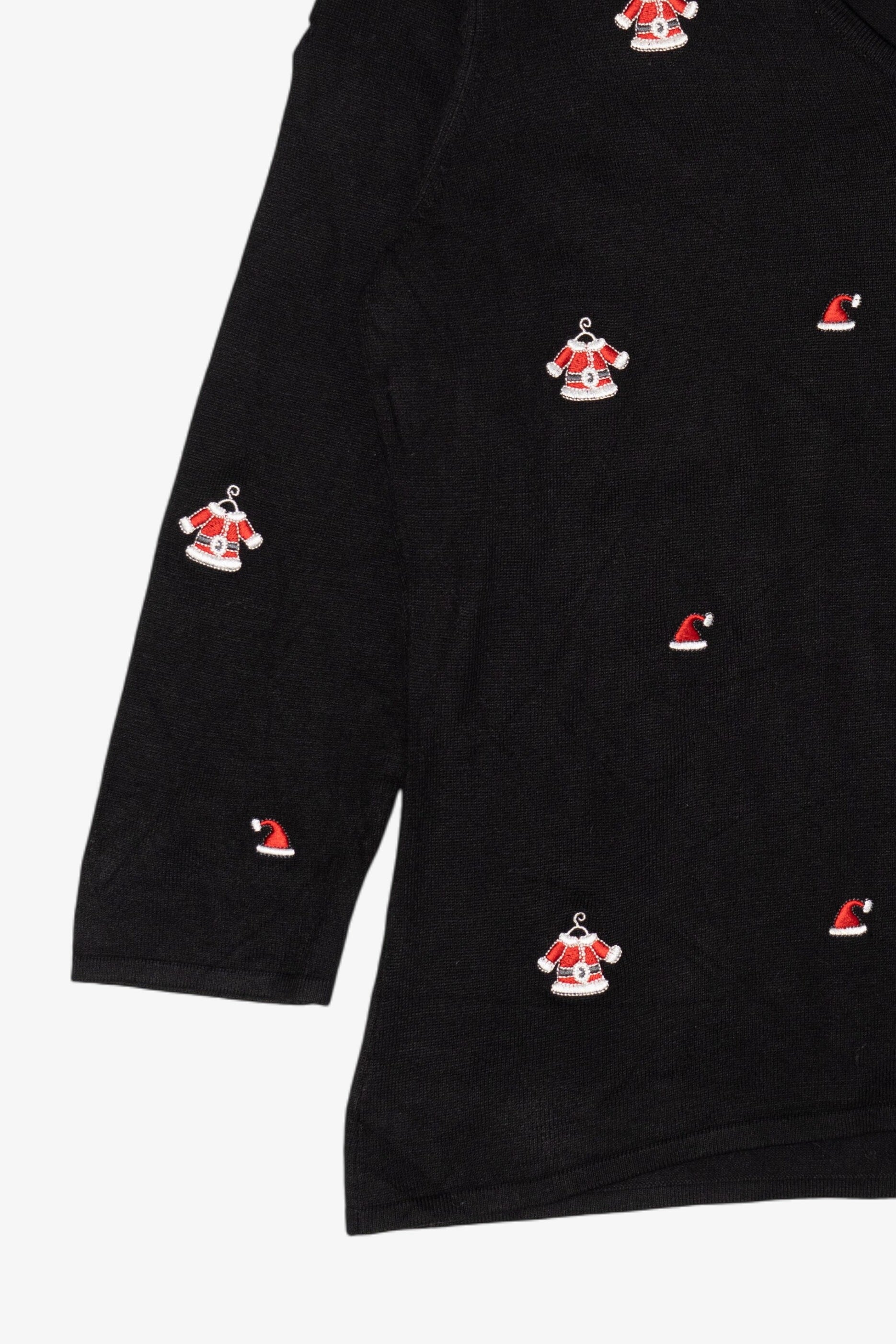 Vintage Y2k Lightweight Black Etoile Santa Clothes Ugly Christmas Pullover (2000s)