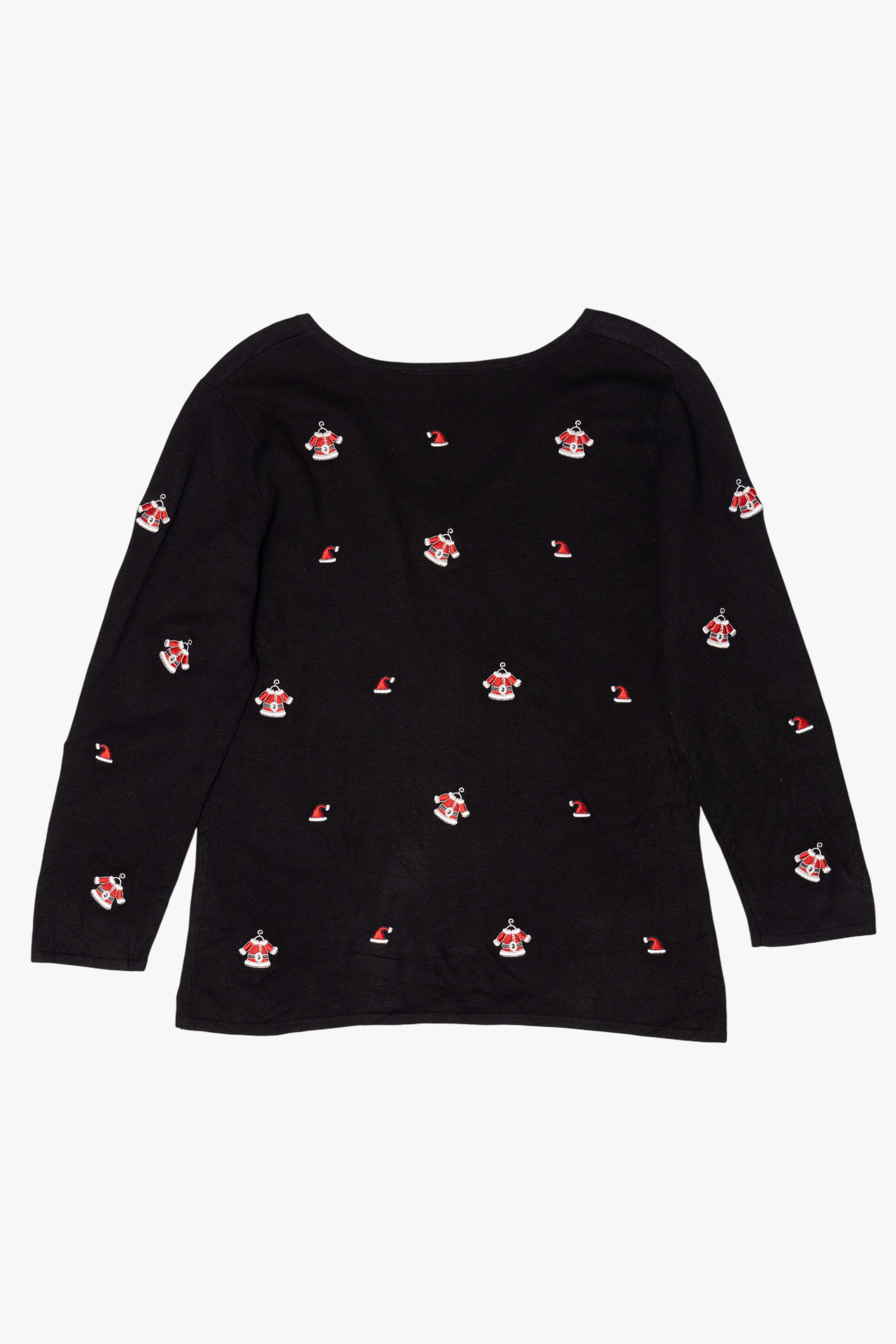 Vintage Y2k Lightweight Black Etoile Santa Clothes Ugly Christmas Pullover (2000s)