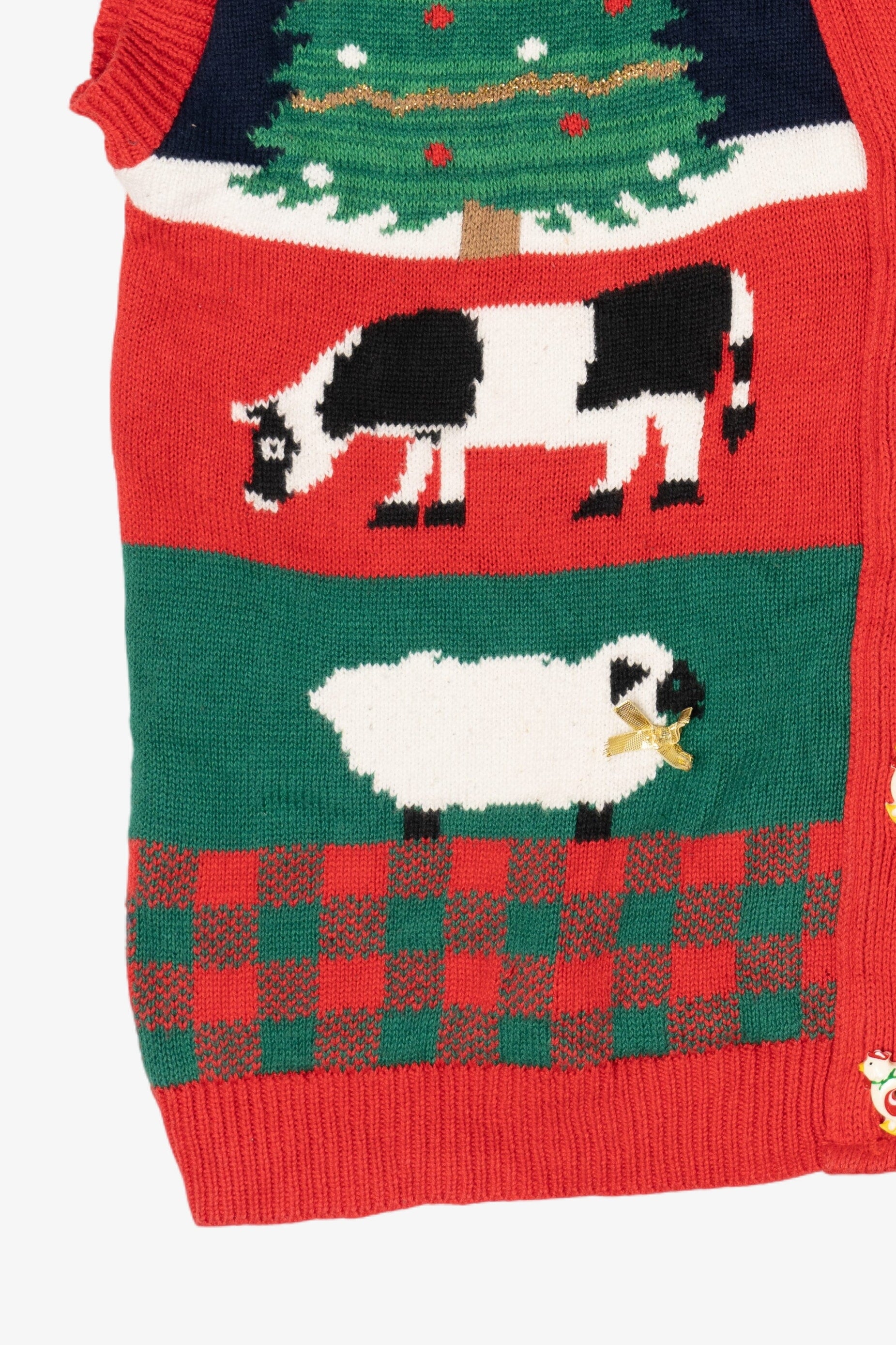 Vintage Blue Sweater Holiday Farm Loft Ugly Christmas Vest (1990s)