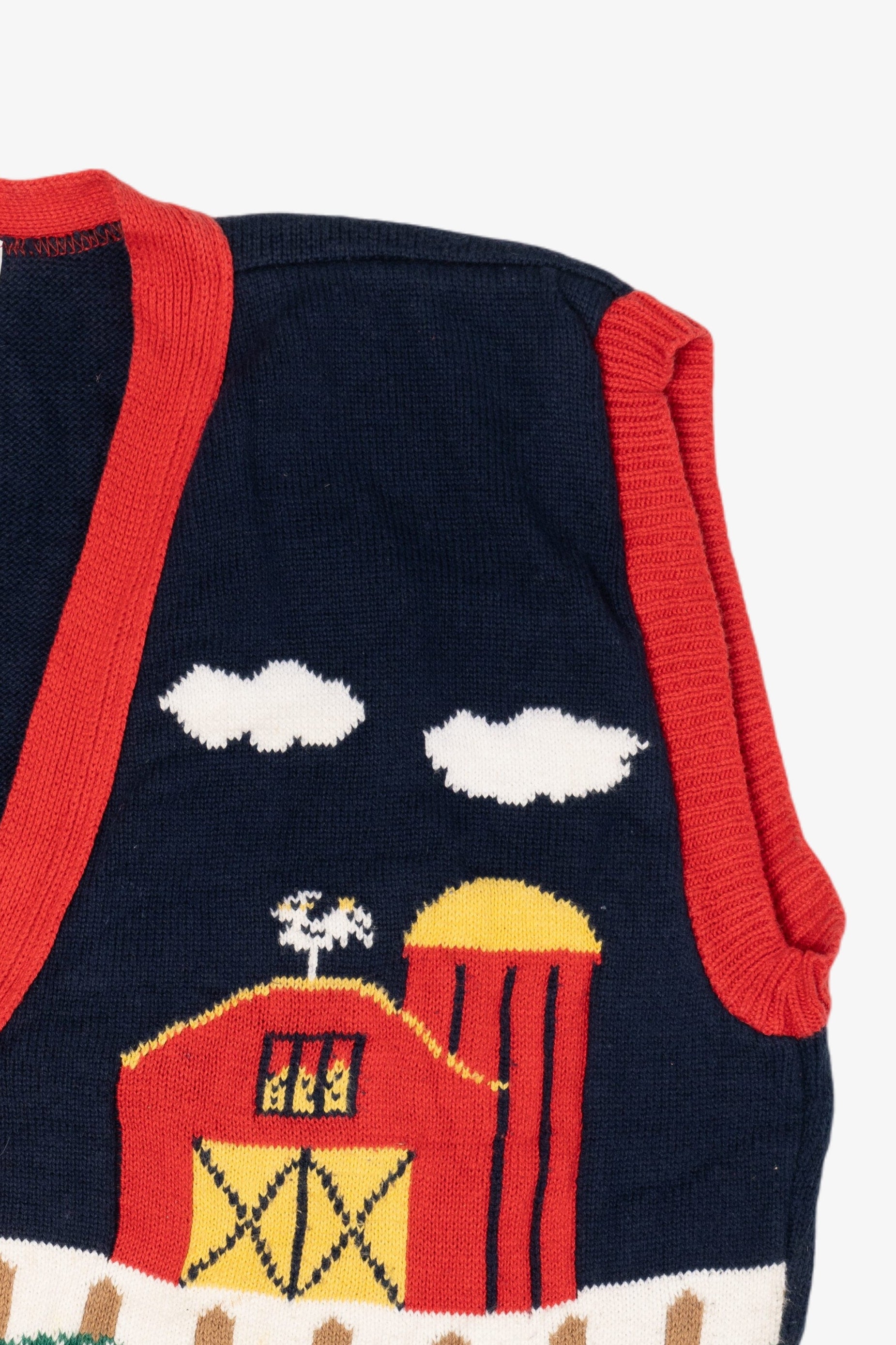 Vintage Blue Sweater Holiday Farm Loft Ugly Christmas Vest (1990s)