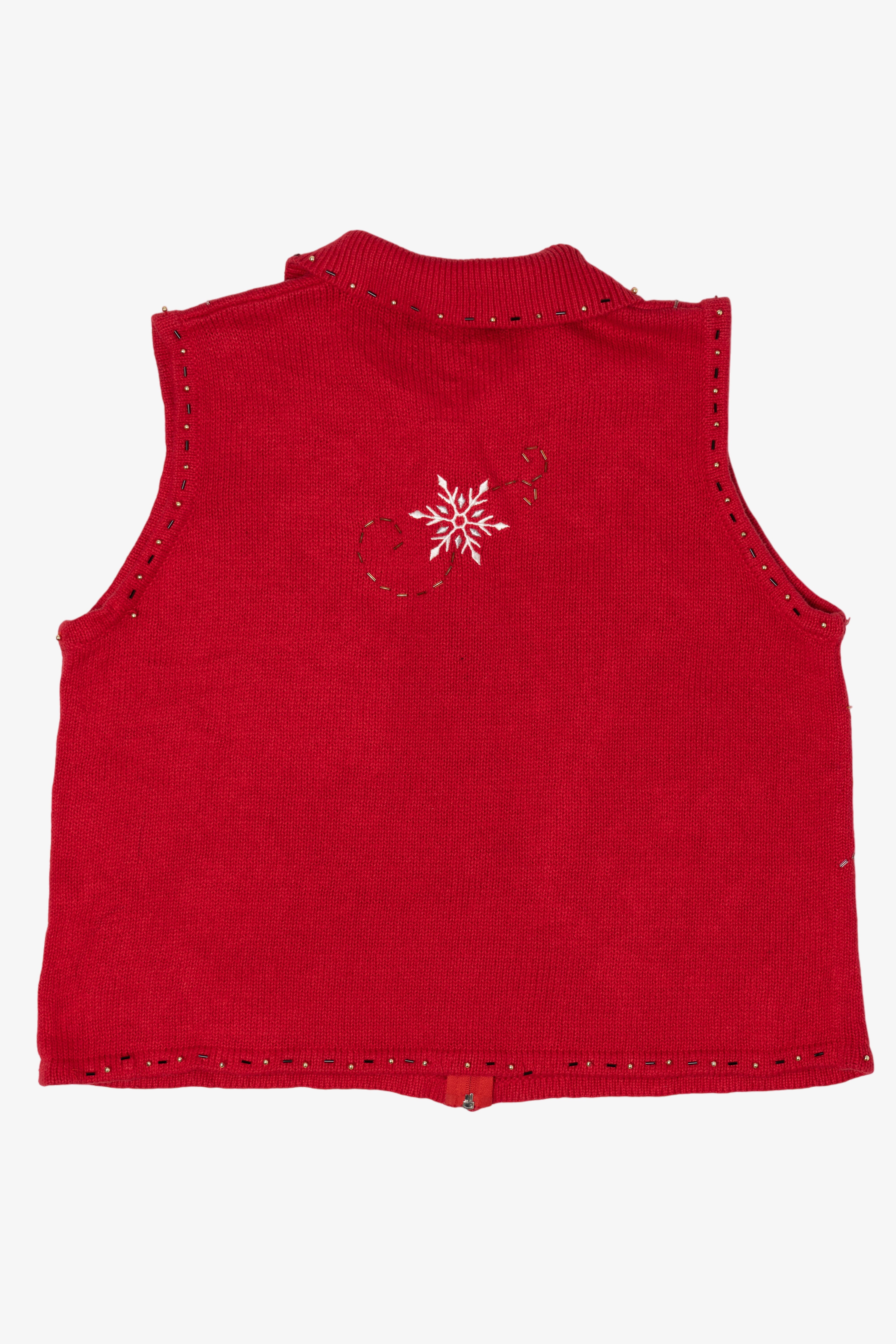 Vintage Red Ambra Snowflakes Ugly Christmas Vest (1990s)