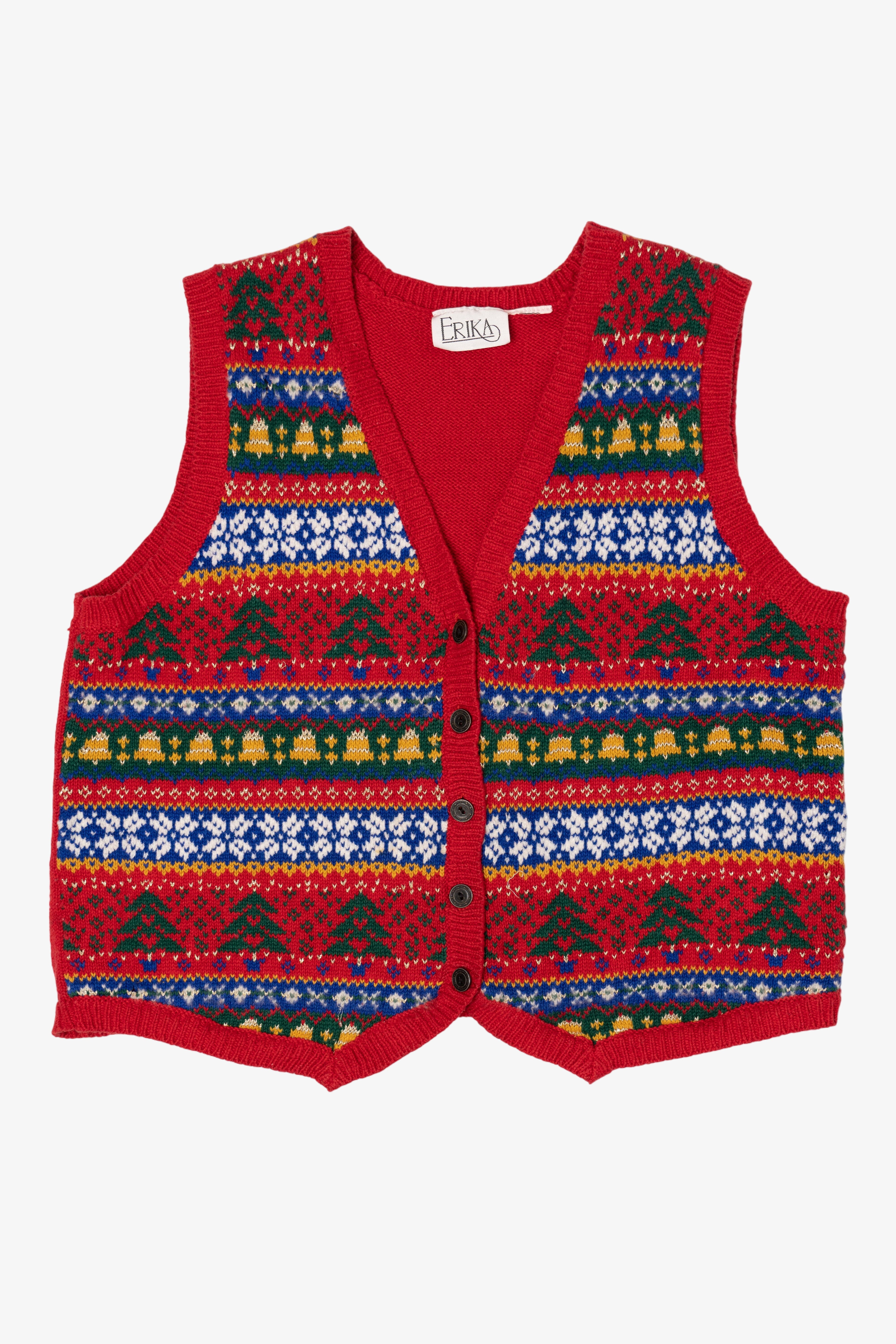 Vintage Red Erika Ugly Christmas Vest (1990s)