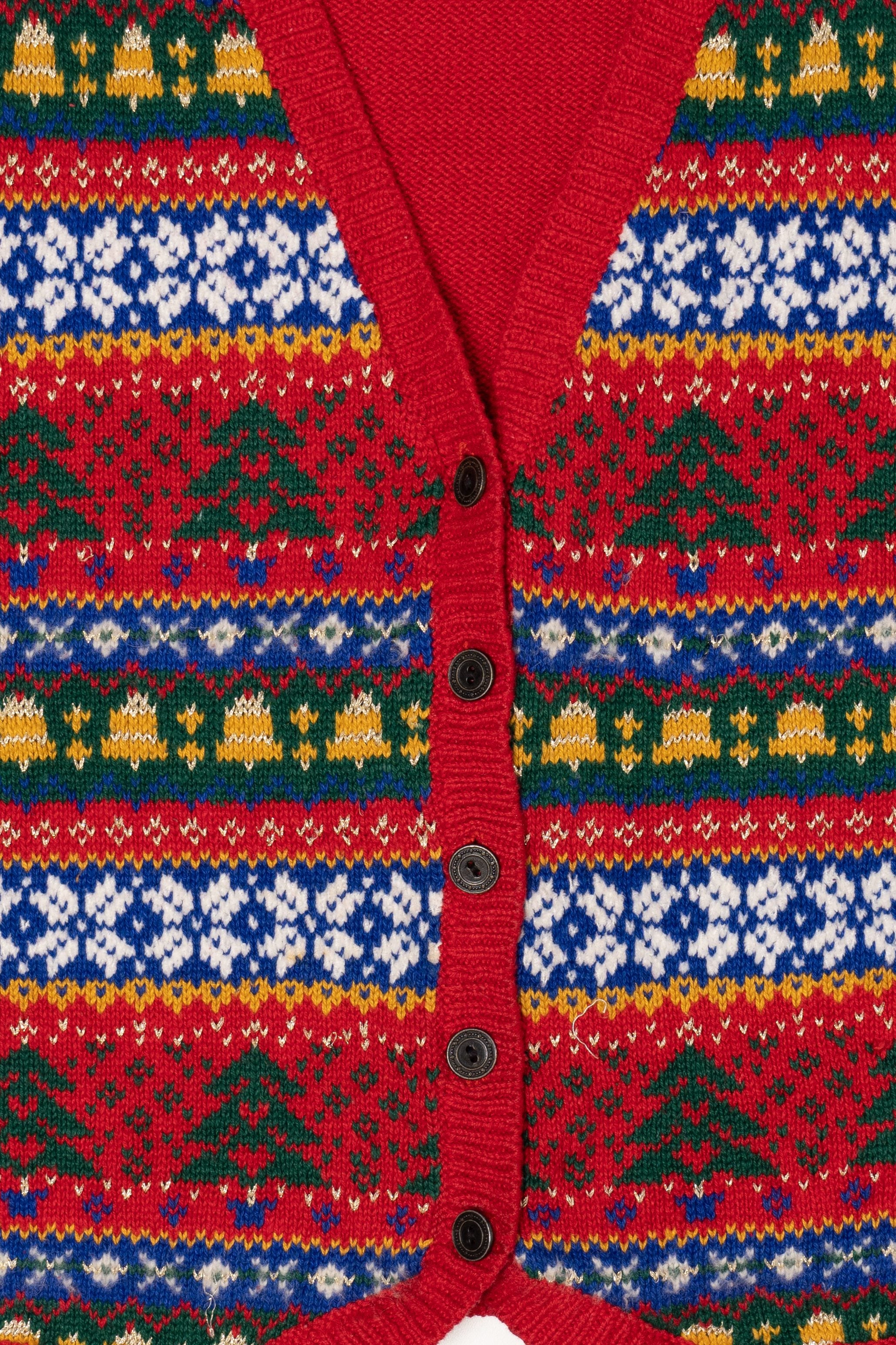 Vintage Red Erika Ugly Christmas Vest (1990s)