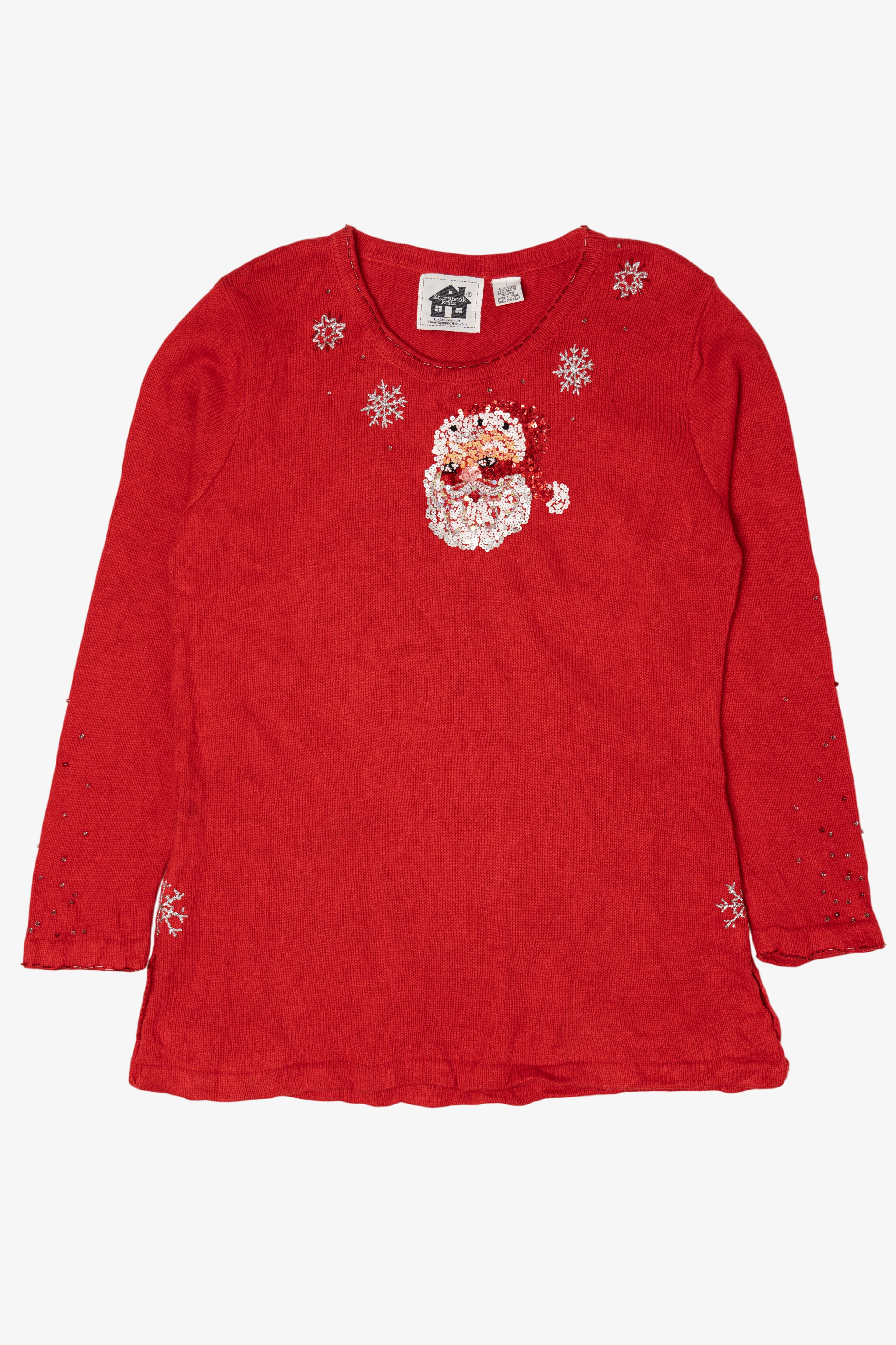 Vintage Red Storybook Knits Santa Ugly Christmas Pullover (2000s)