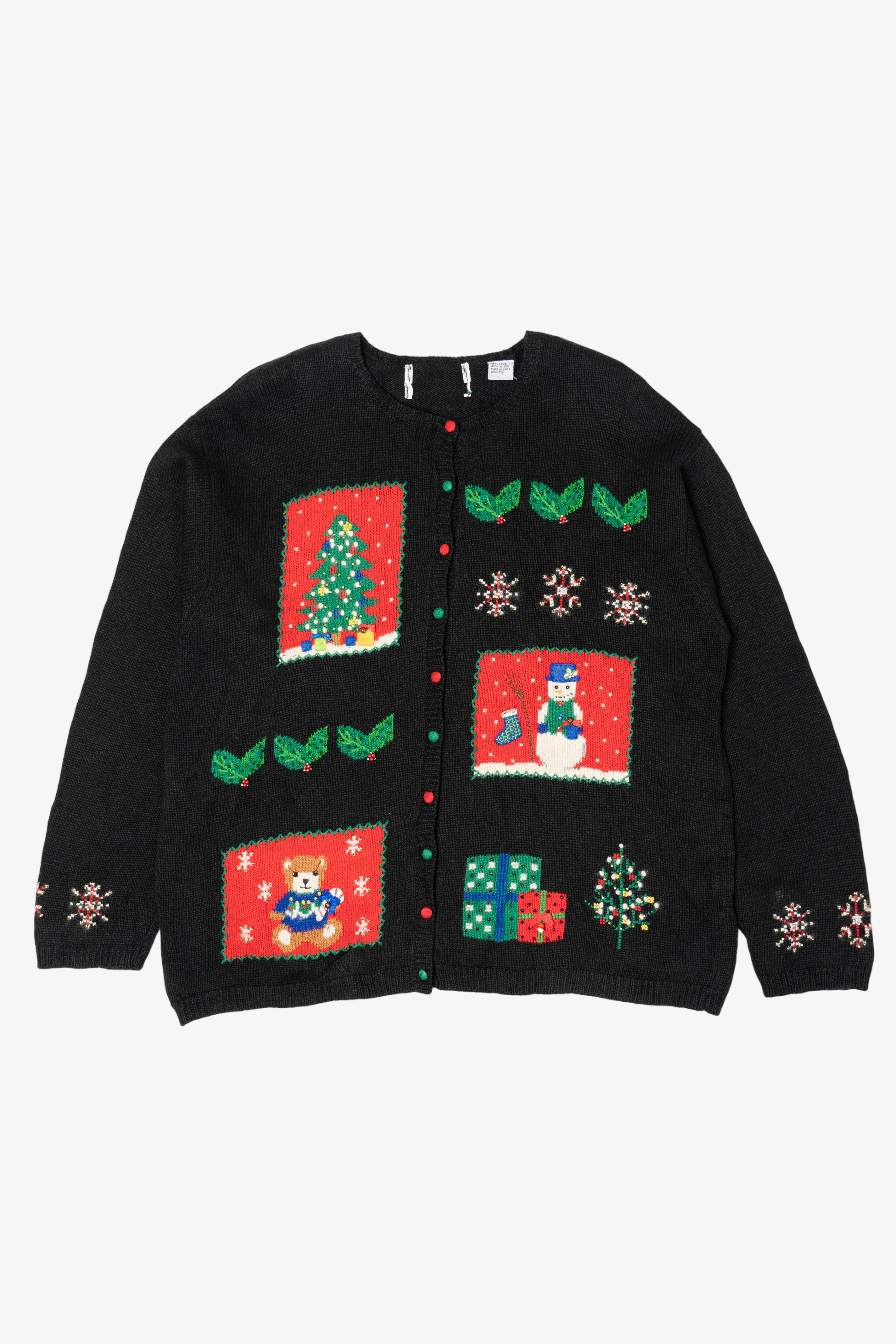 Vintage Black Ugly Christmas Cardigan (1990s)