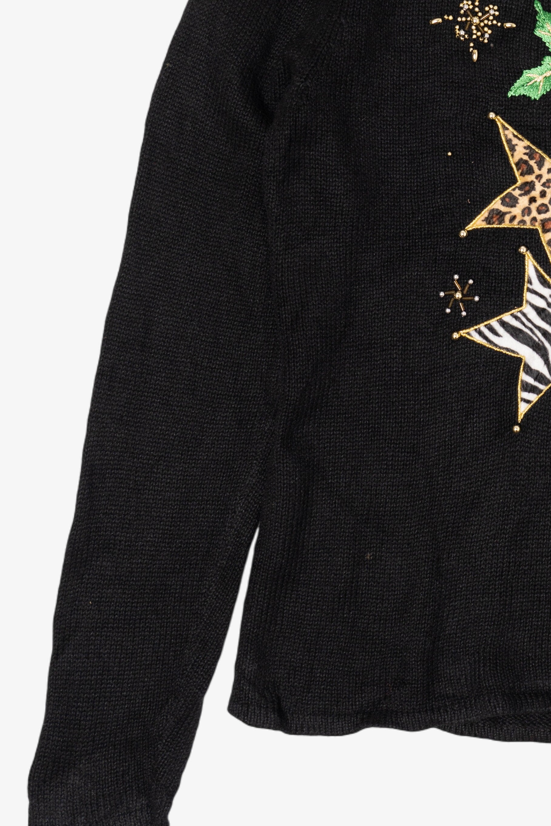 Vintage Y2k Lightweight Kikit Animal Print Stars Ugly Christmas Pullover (2000s)