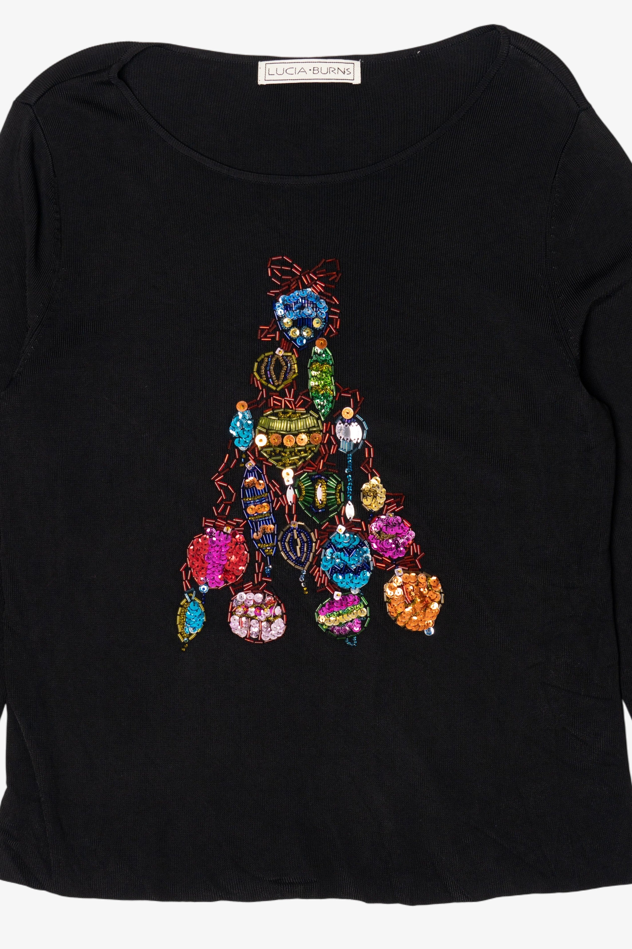 Vintage Black Lucia Burns Ornament Tree Ugly Christmas Pullover (2000s)
