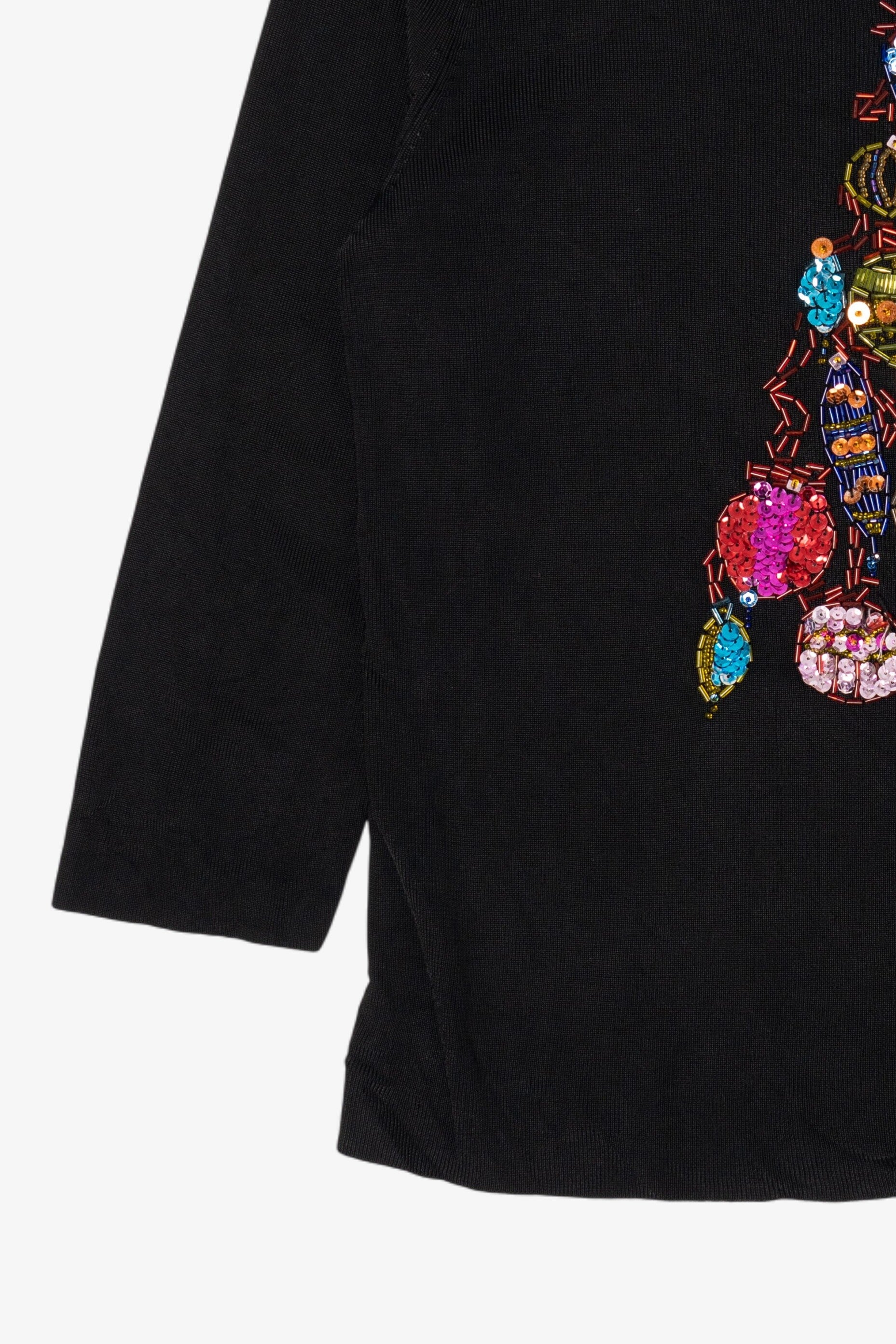 Vintage Black Lucia Burns Ornament Tree Ugly Christmas Pullover (2000s)