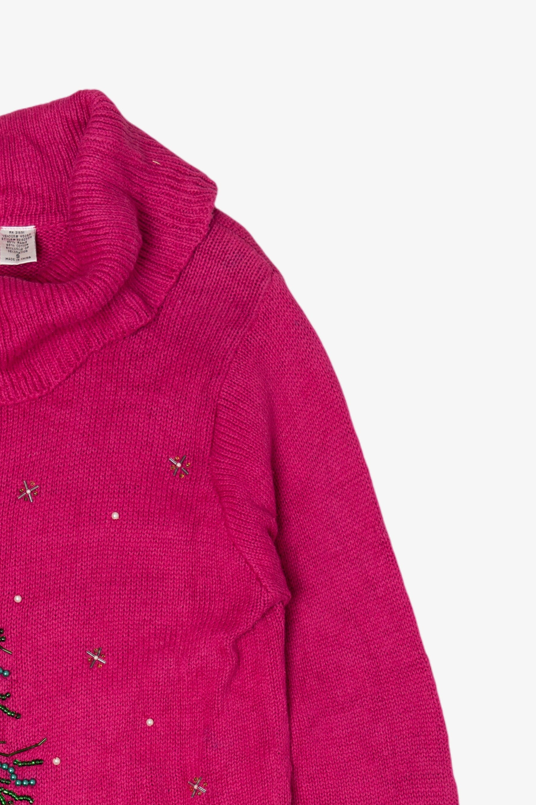 Vintage Pink B.P Design Tree Ugly Christmas Pullover (2000s)