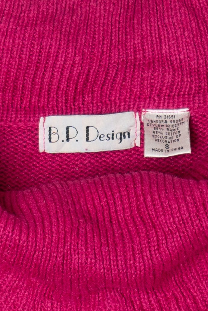 Vintage Pink B.P Design Tree Ugly Christmas Pullover (2000s)