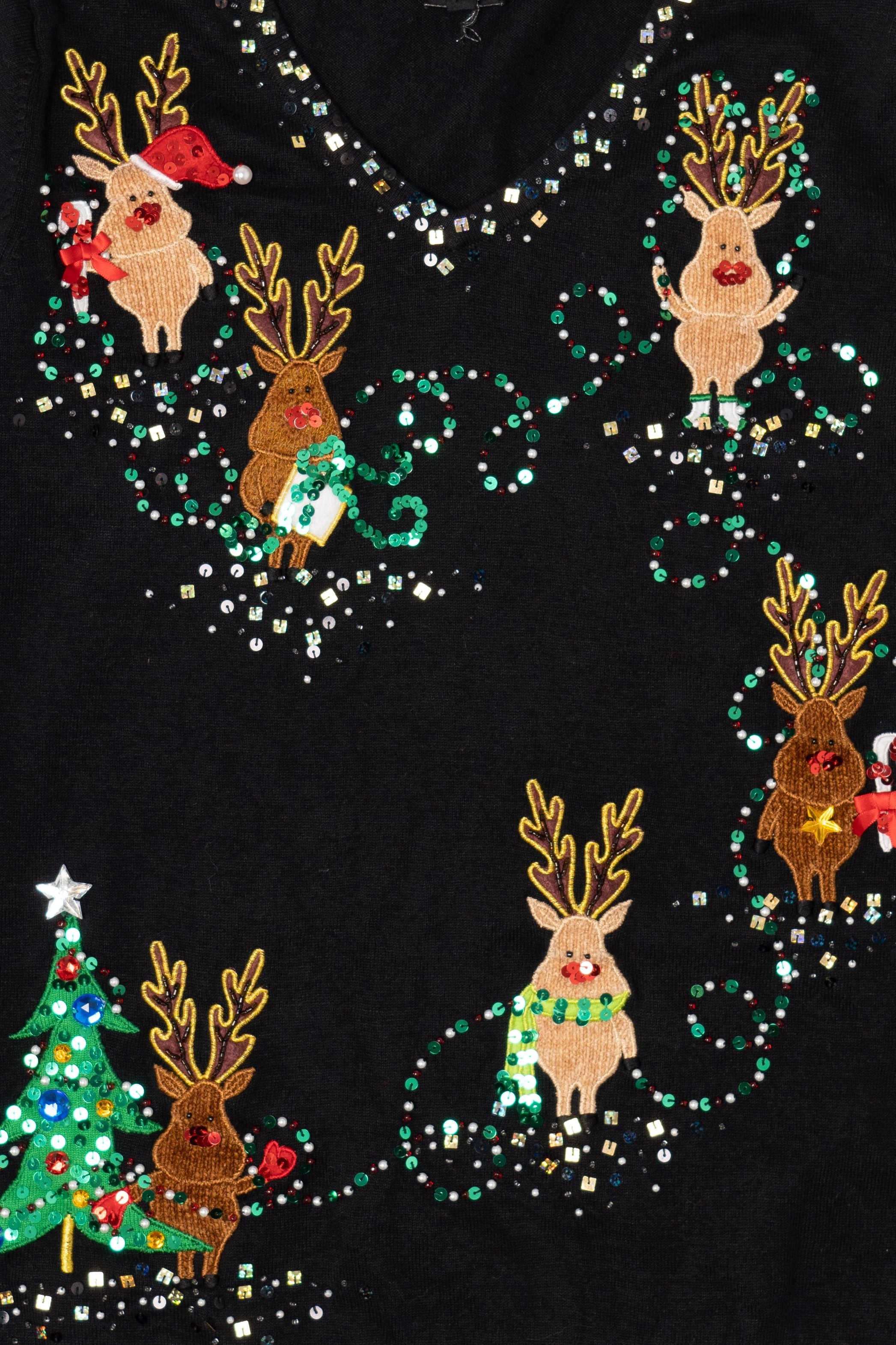 Vintage Black Berek Reindeer Christmas Pullover (1990s)